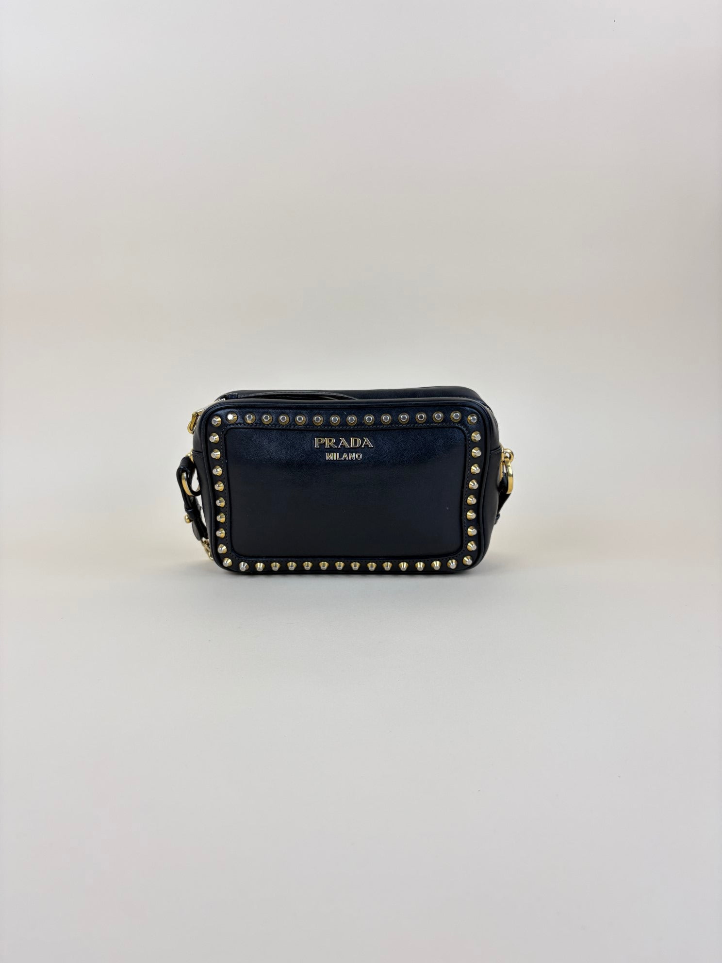 Prada Black City Studded Crossbody Bag
