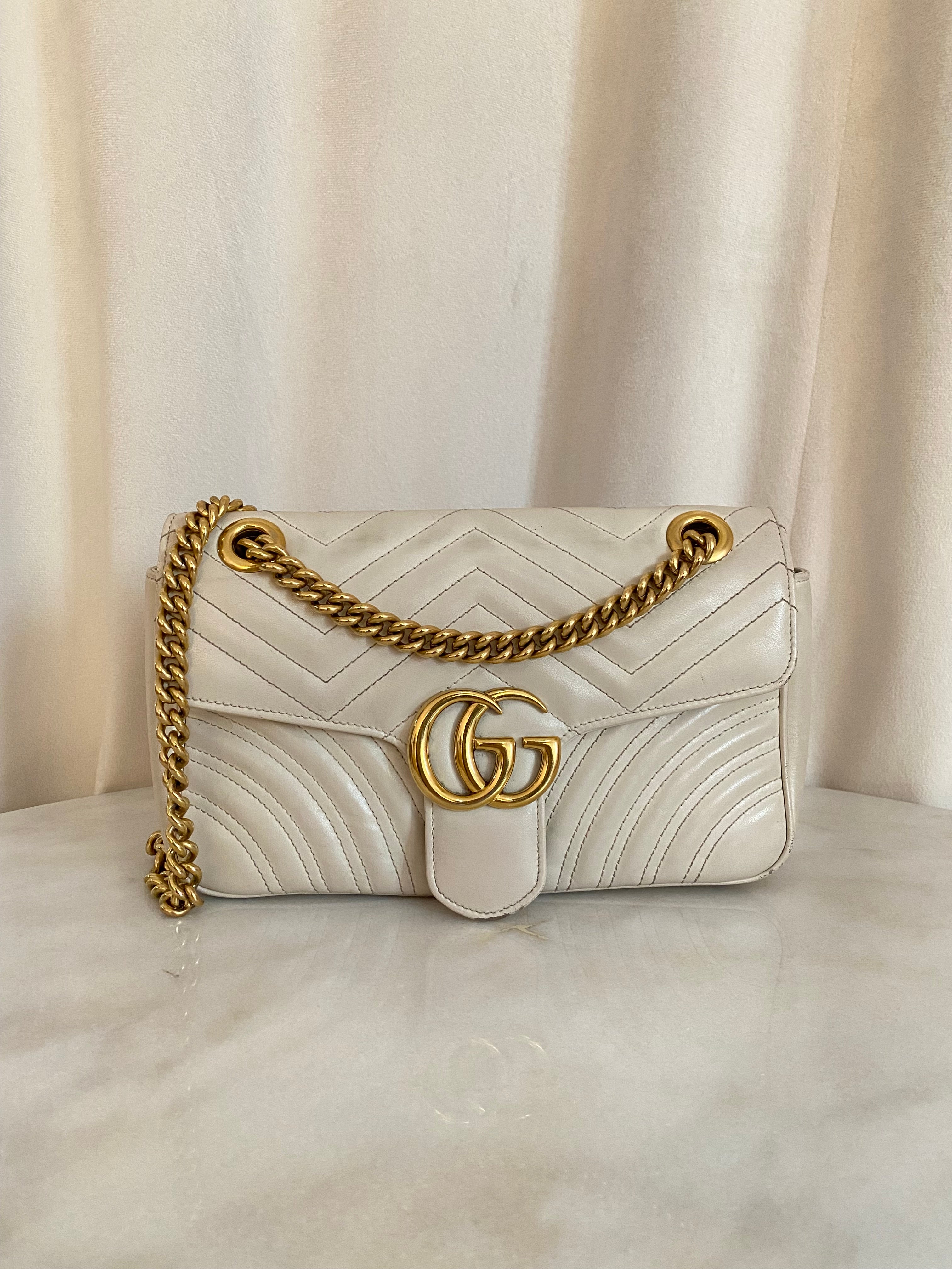 Gucci Off White Small Marmont Shoulder Bag-handbag-Gucci-The Closet Egypt