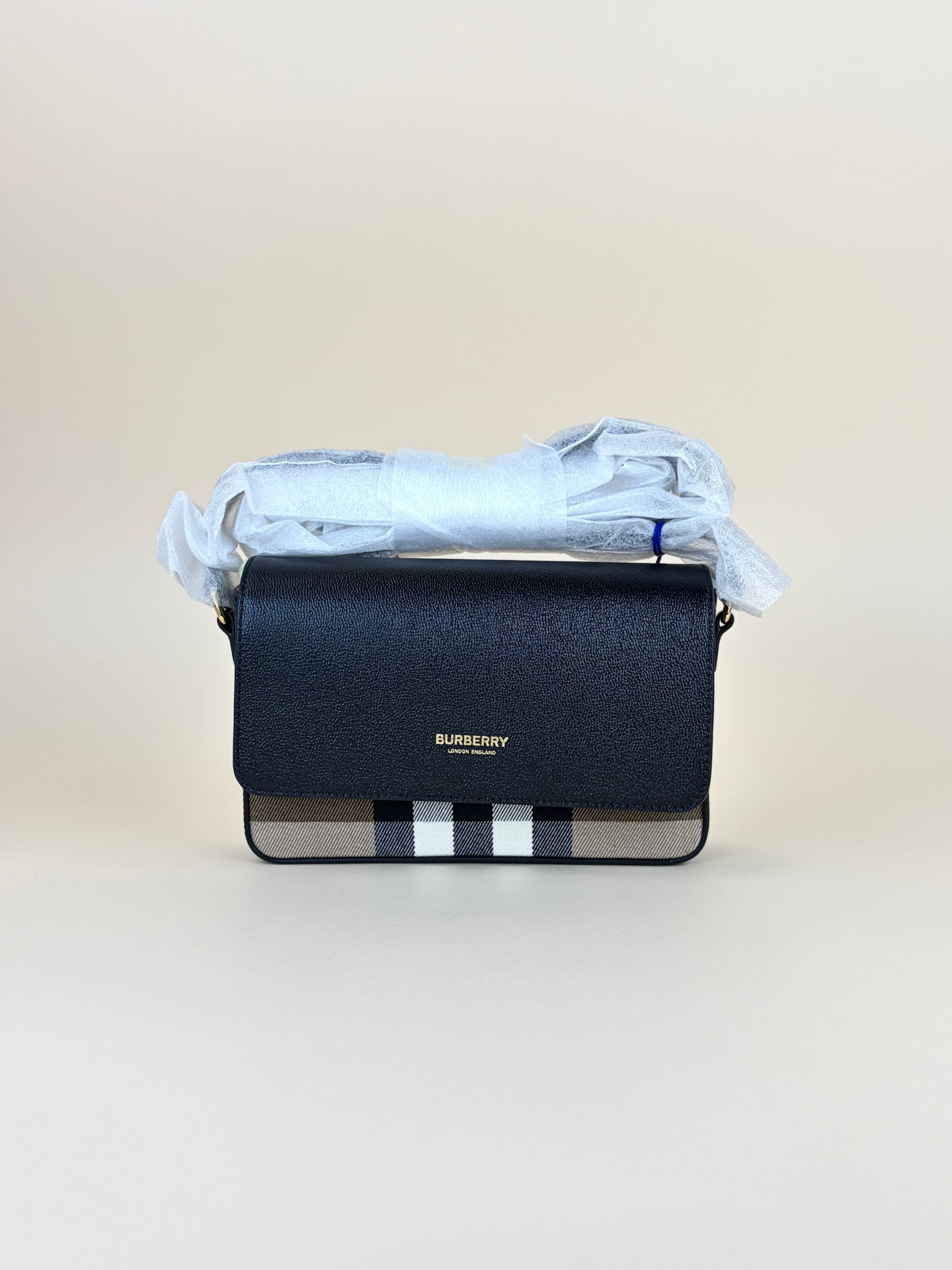 Burberry black Earth House Check Tartan Mix New Hampshire Crossbody Bag