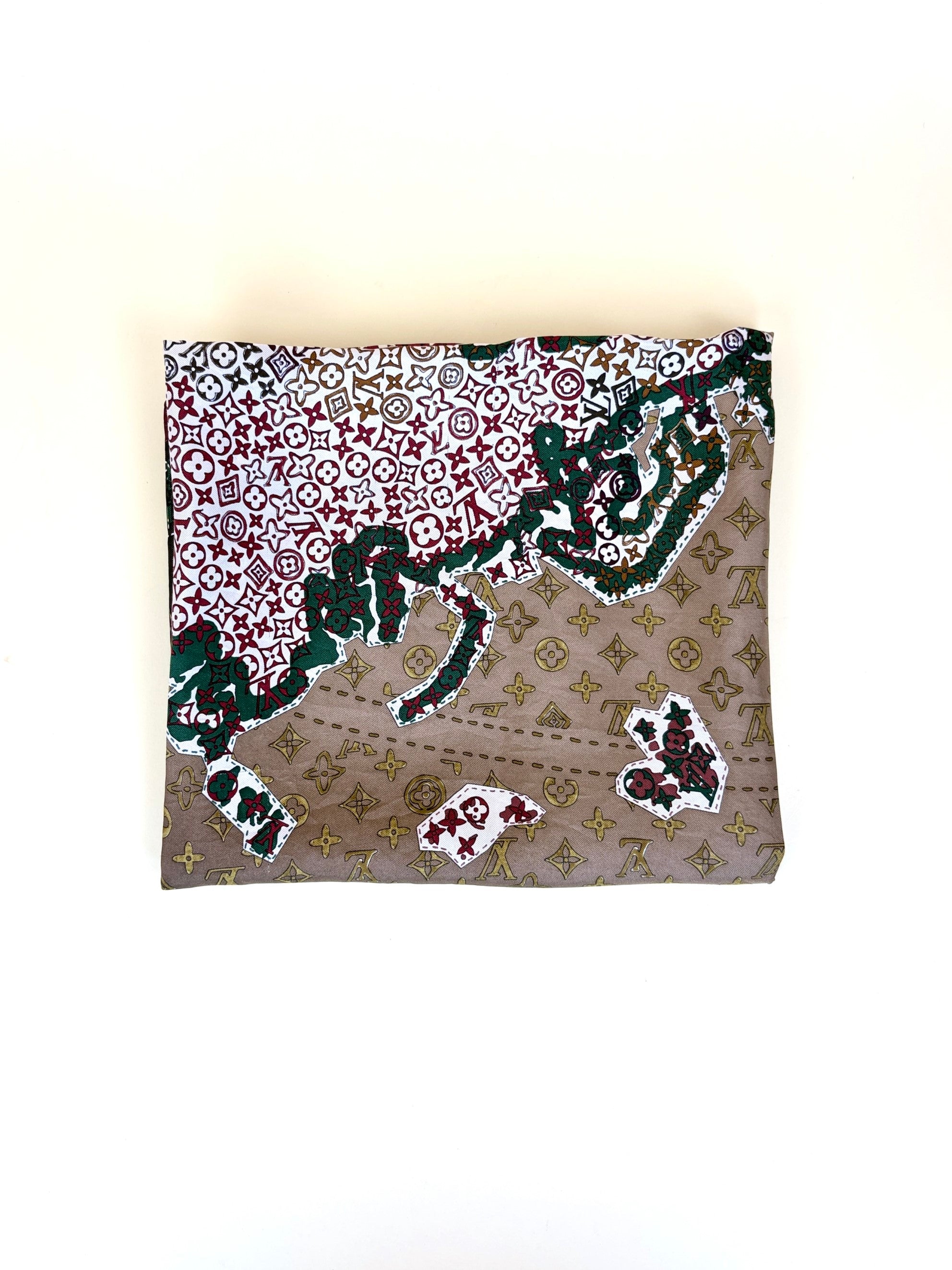 Louis Vuitton Cassis Monogram Map Silk Square Scarf