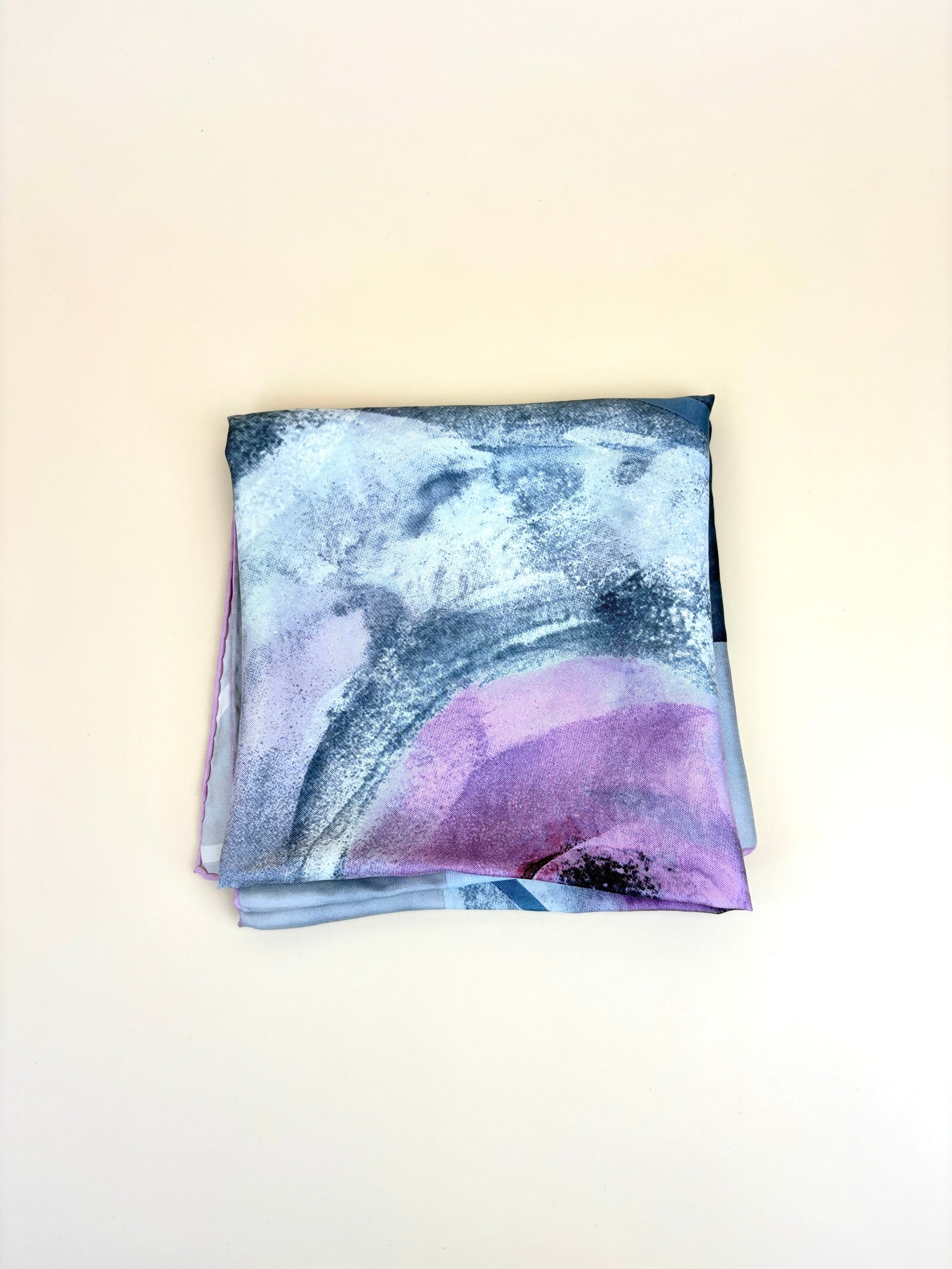 CHANEL pink/grey multicolor cc print silk square scarf