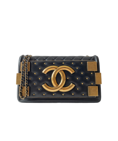 Chanel Black Quilted Horizontal Boy Brick Studded Flap Bag-handbag-Chanel-The Closet Egypt
