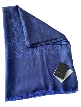 Gucci GG Navy Blue Rectangular Scarf-Scarf-Gucci-The Closet Egypt