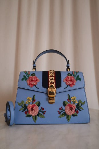 Gucci sylvie embroidered bag online