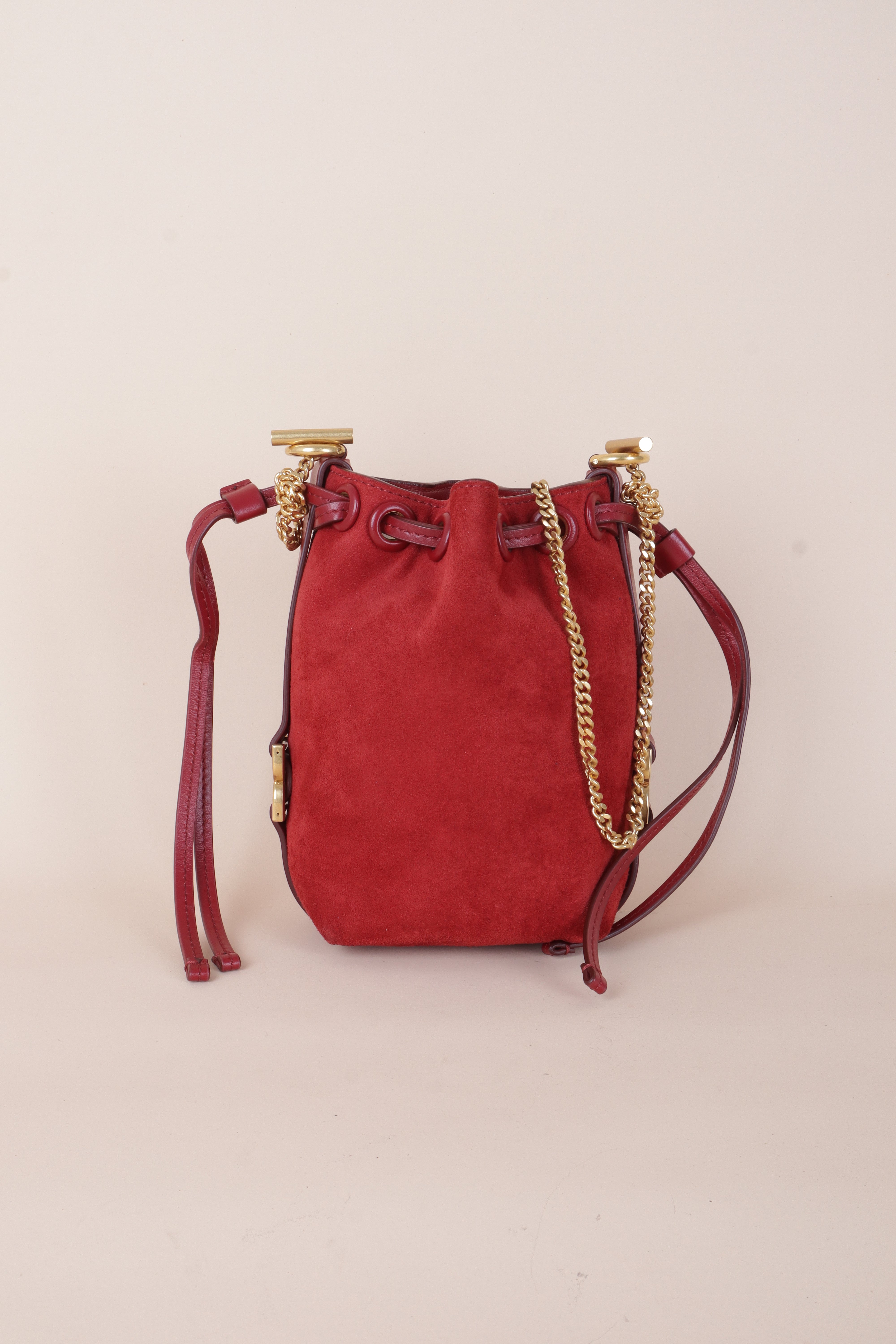 CHLOE suede bucket red leather