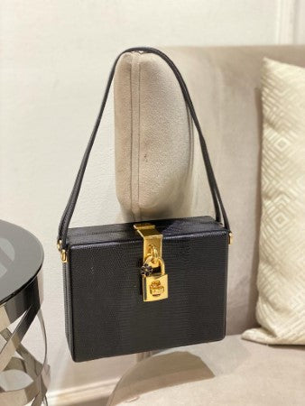 Dolce & Gabbana Black Iguana Print Box Bag-handbag-Dolce & Gabbana-The Closet Egypt