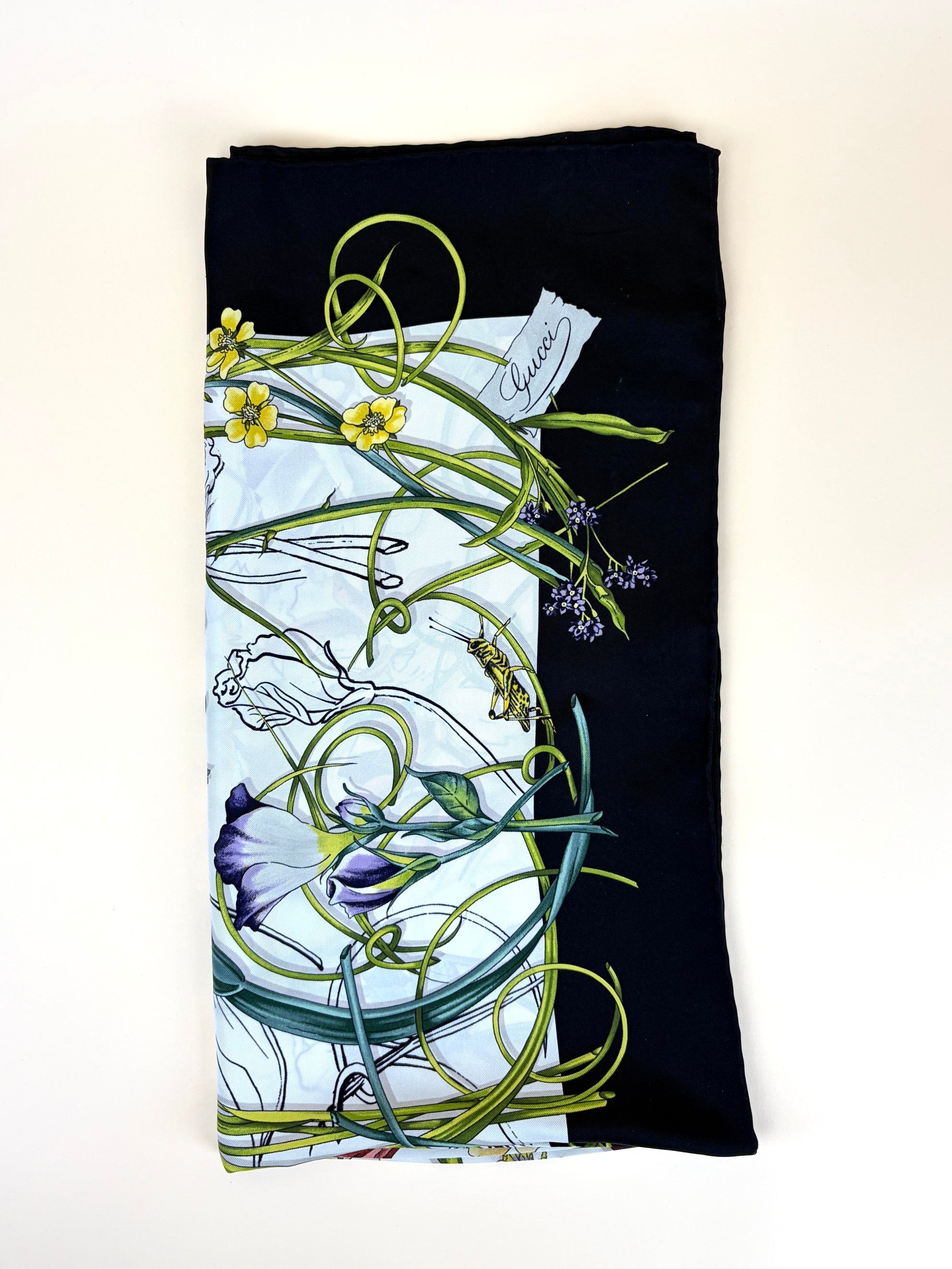 Gucci white/black flora Chrissy silk