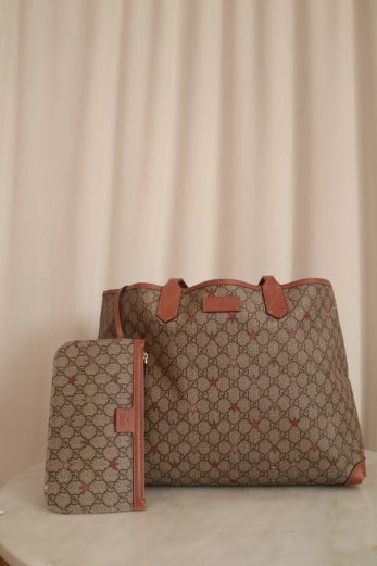 Gucci Brown GG Supreme Stars Shoulder Bag W/ Pouch-handbag-Gucci-The Closet Egypt