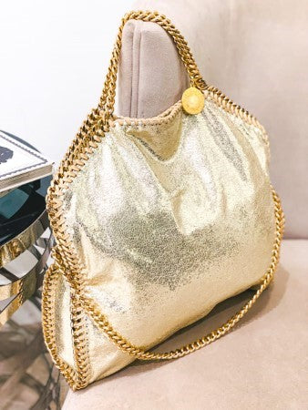 Stella Mccartney Gold Falabella Bag W/ 3 Chains-handbag-Stella Mccartney-The Closet Egypt