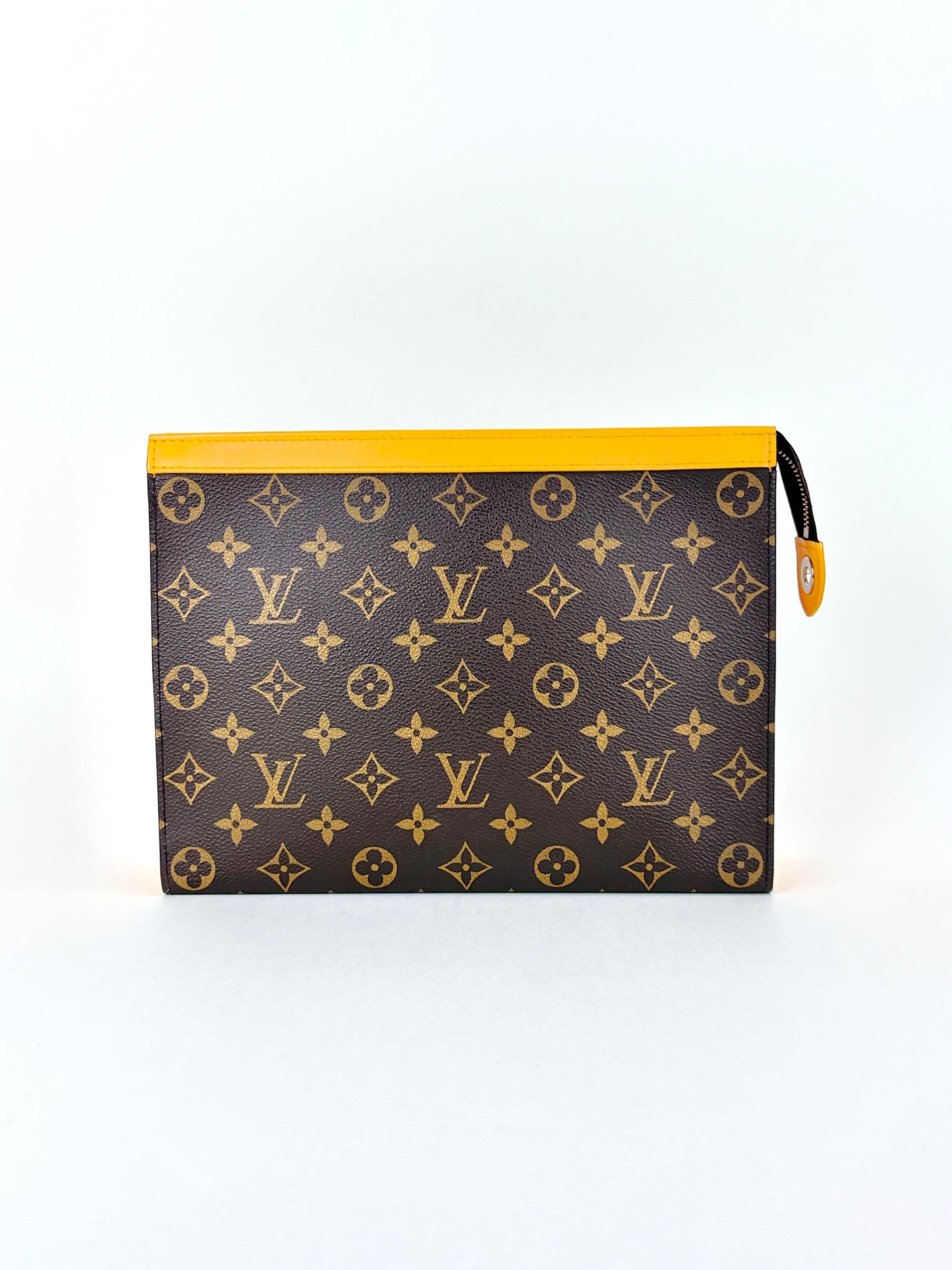 louis Vuitton Safran yellow/monogram macassar canvas voyage MM pochette