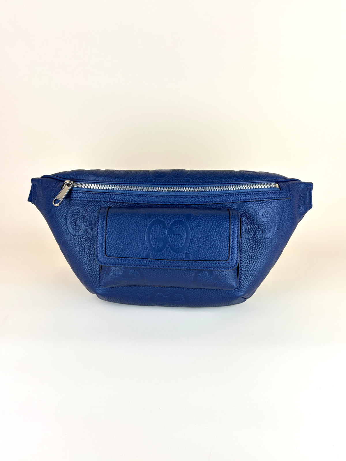 Gucci blue embossed calfskin piuma jumbo gg pocket belt bag