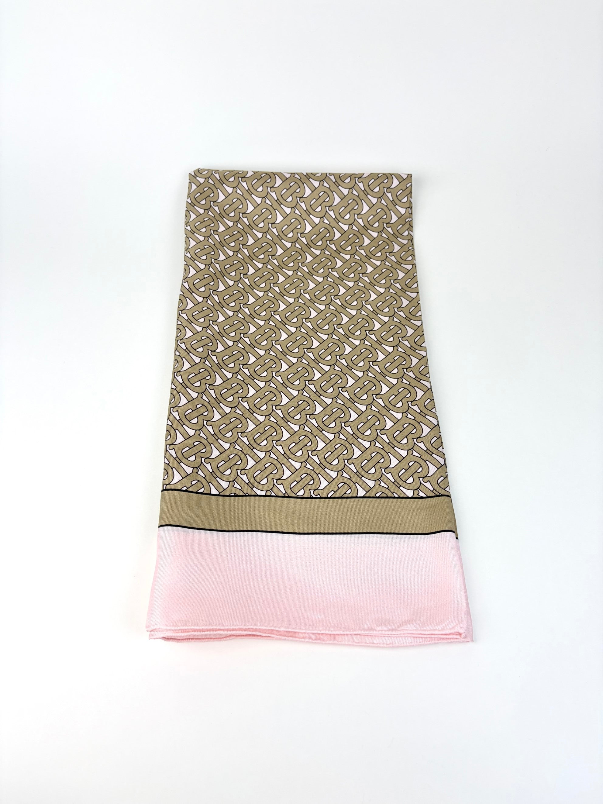 Burberry PINK/BEIGE TB MONOGRAM print silk square scarf