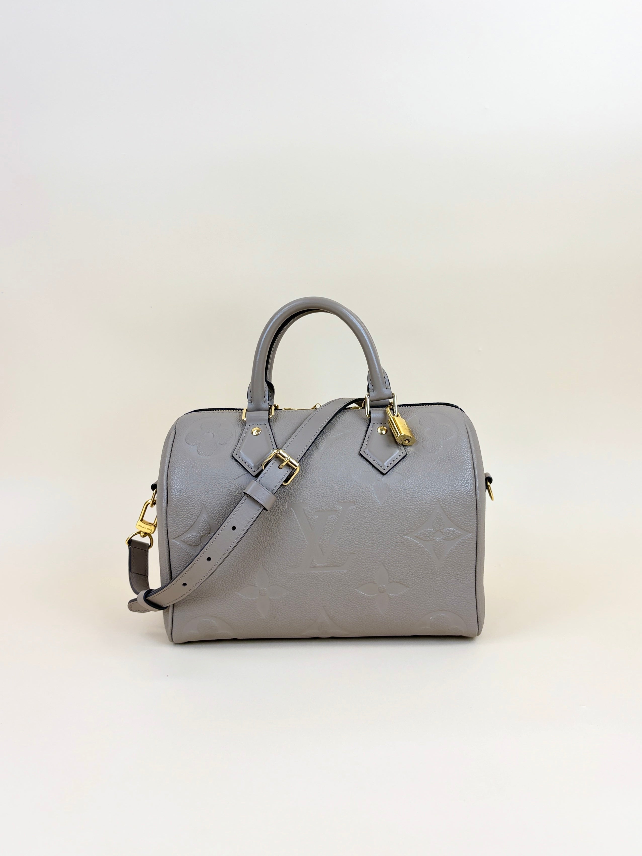 louis Vuitton turtledove monogram empreinte speedy bandouliere 25