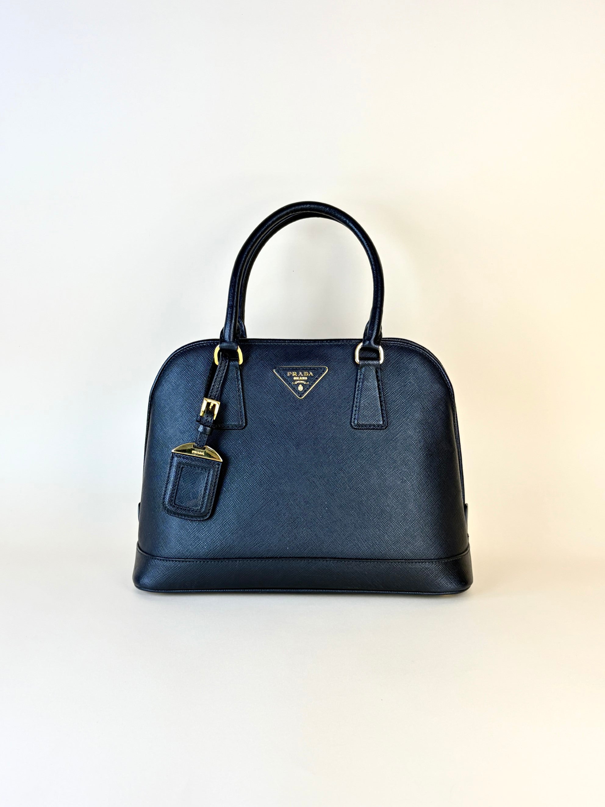 Prada black saffanio leather open promenade tote bag