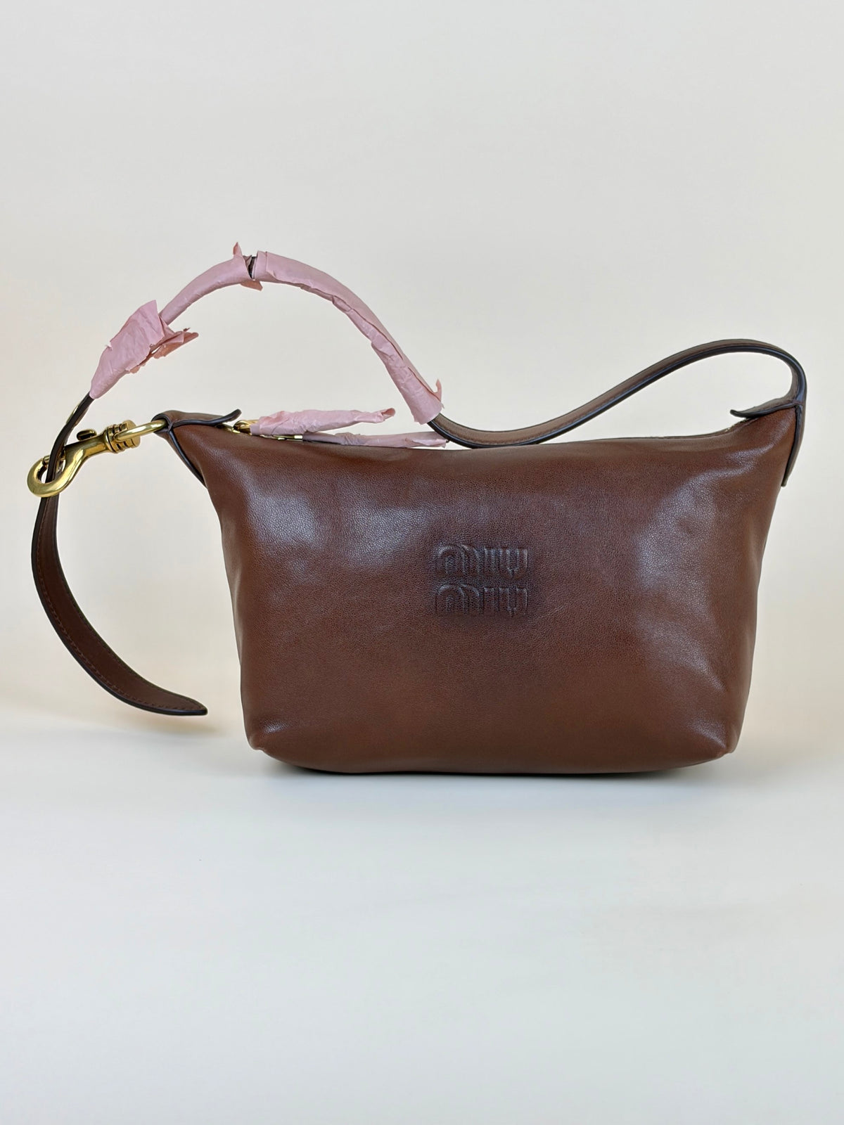Miu Miu brown nappa leather spirit small hobo bag