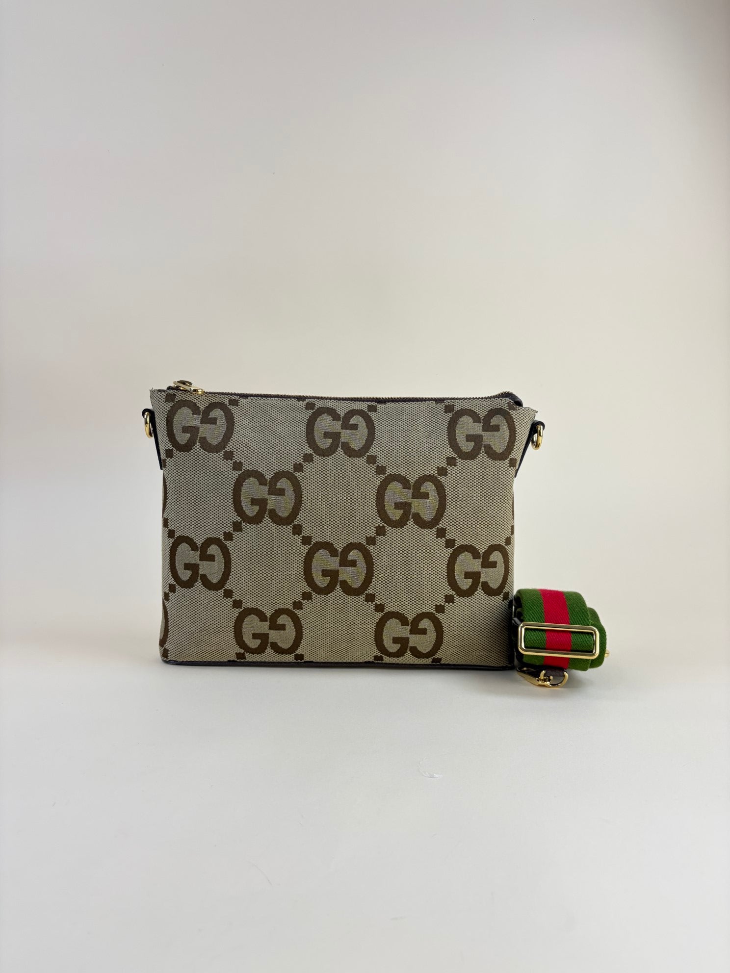 Gucci Brown GG Jumbo Wristlet Messenger Bag
