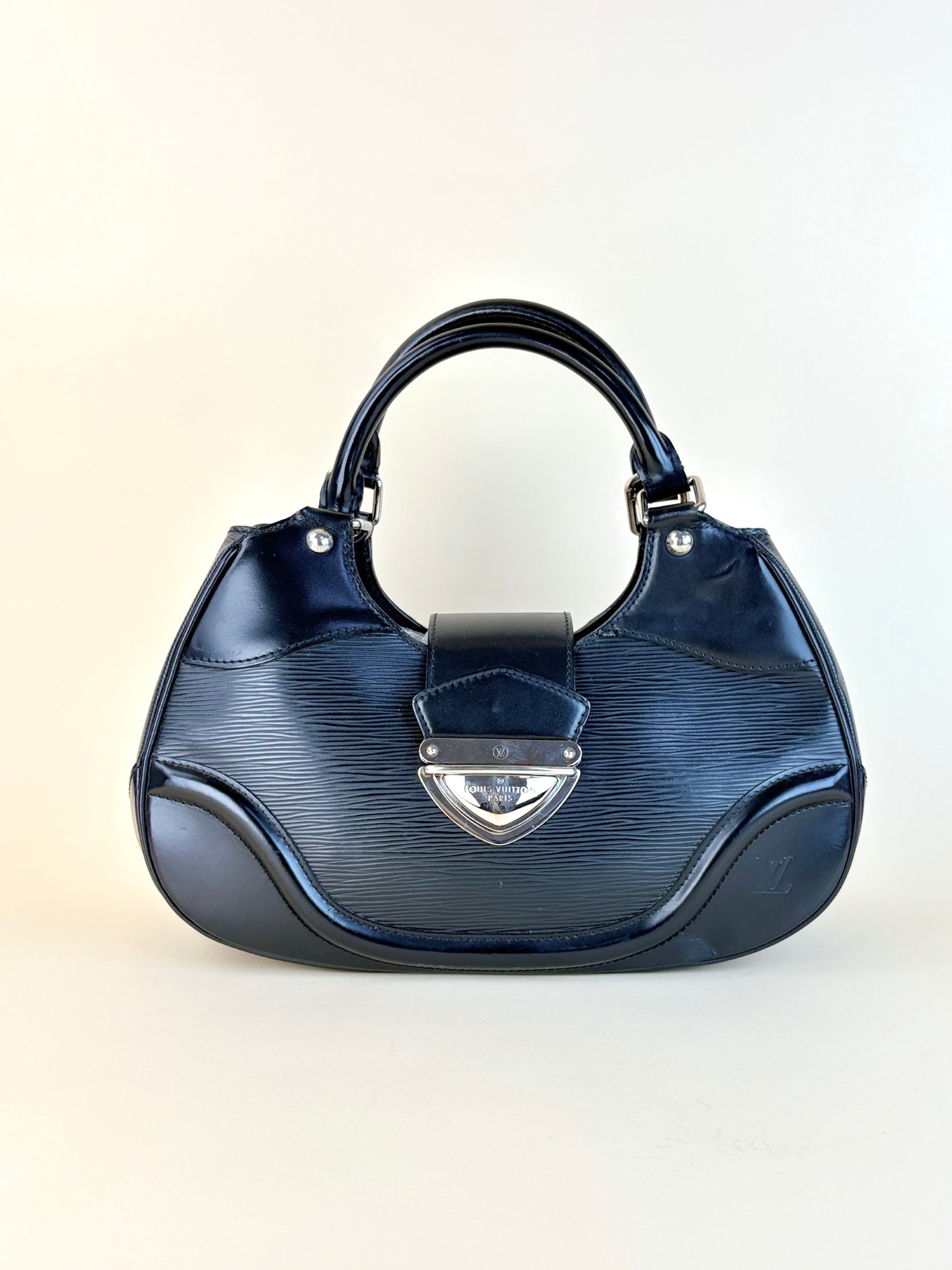 Louis Vuitton black epi leather Montaigne tote bag