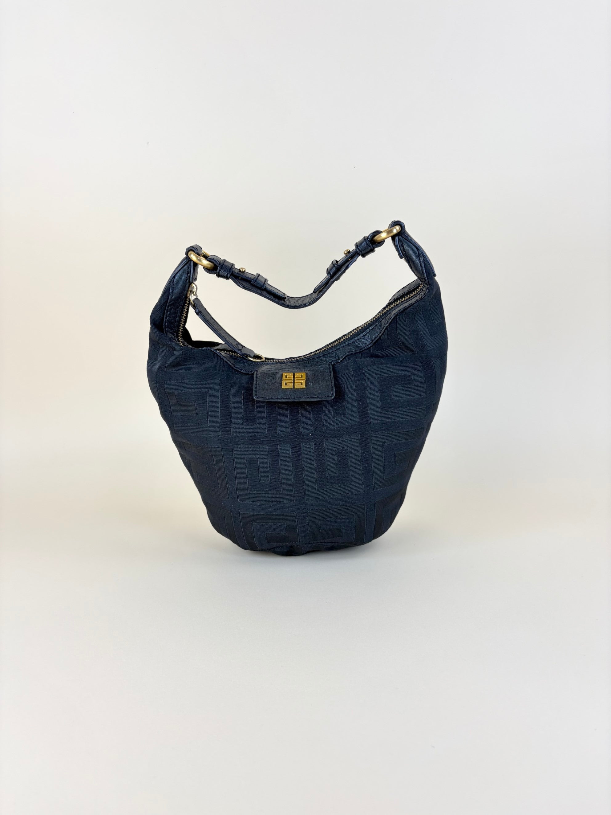Givenchy black monogram canvas and leather hobo bag