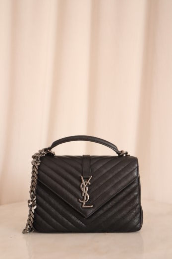 YSL Black College Medium Top Handle Crossbody Bag-handbag-YSL-The Closet Egypt
