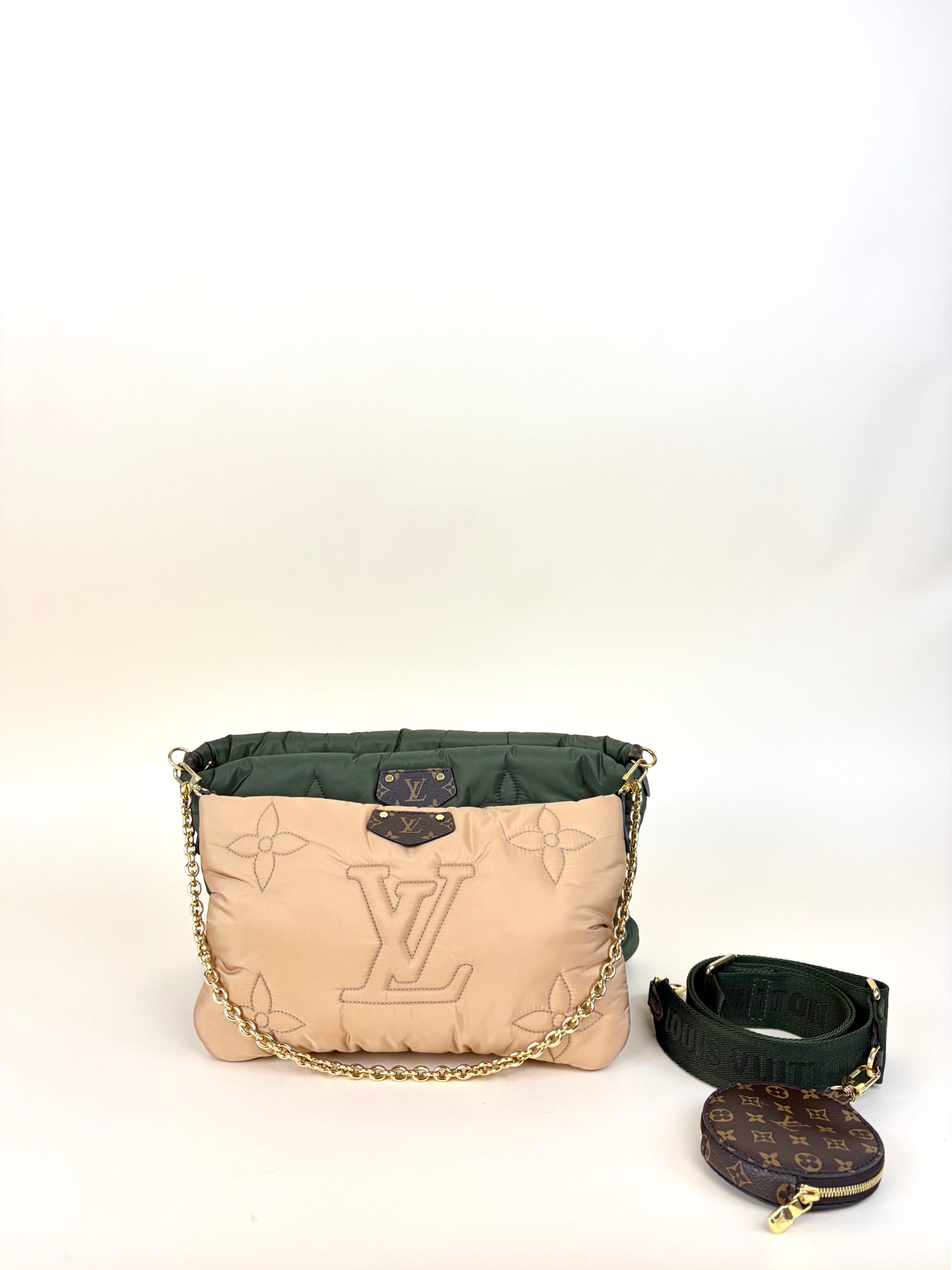 louis Vuitton Kaki beige econyl monogram maxi multi pochette