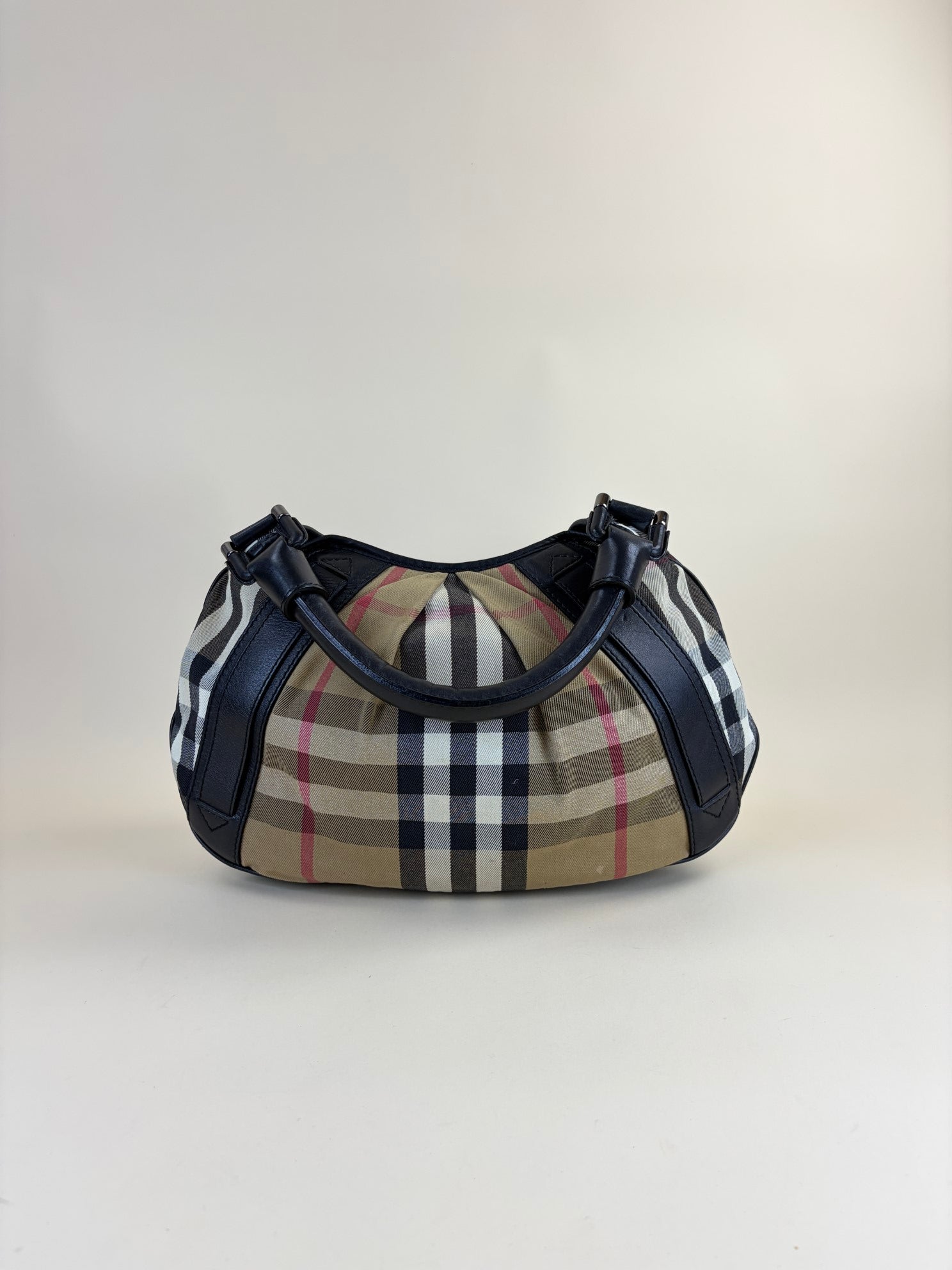 Burberry Bicolor House Check Hobo Phoebe Bag
