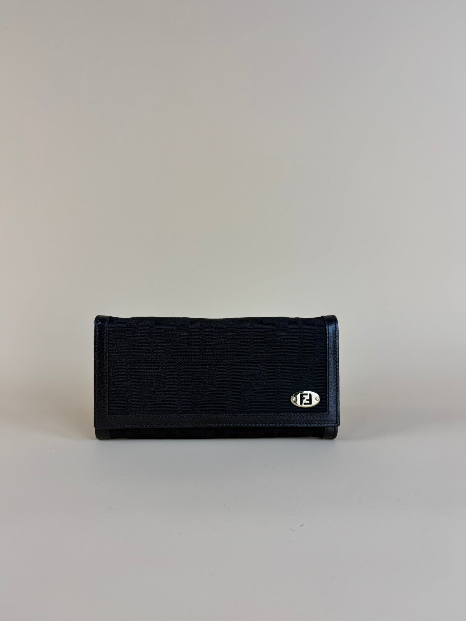 Fendi Black Zucchino Continental Wallet