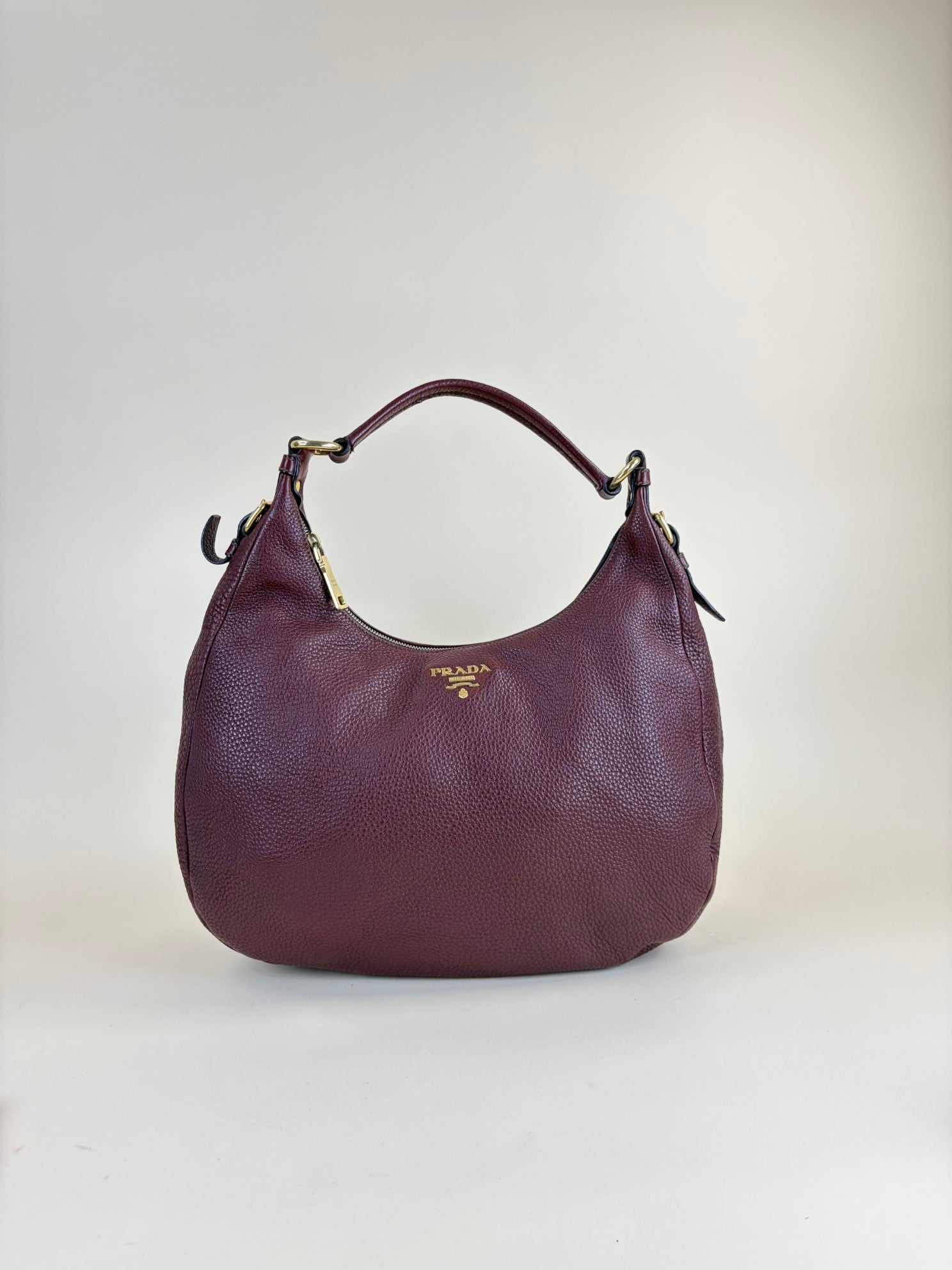 Prada burgundy Vitello Daino Hobo Bag