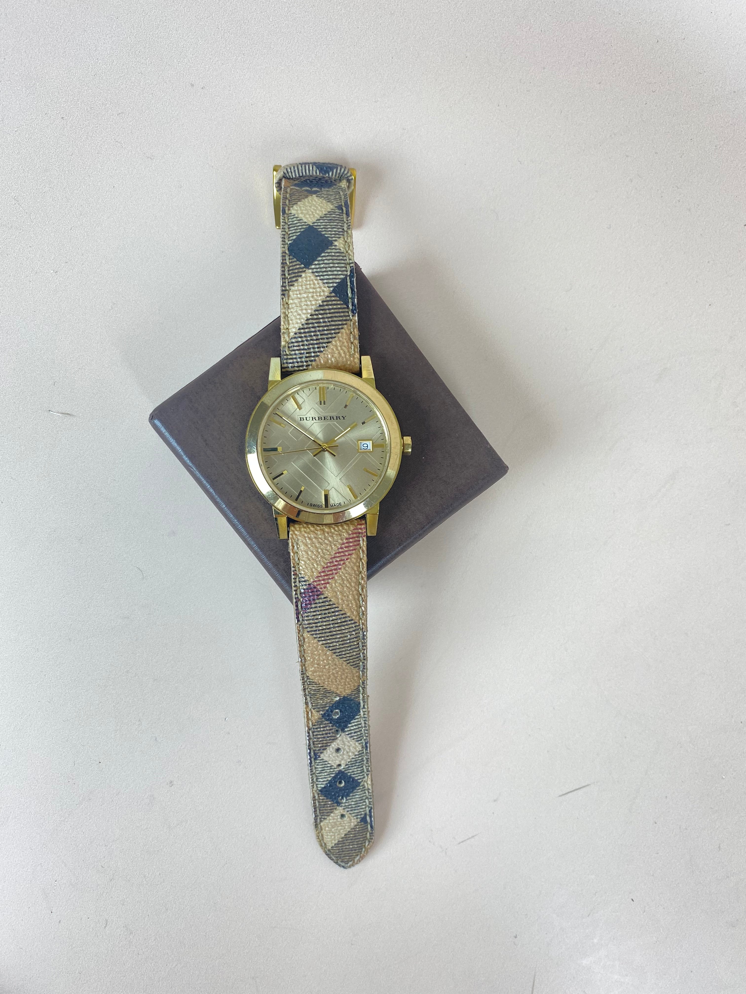 Burberry Gold House Check 38mm Watch (Unisex)