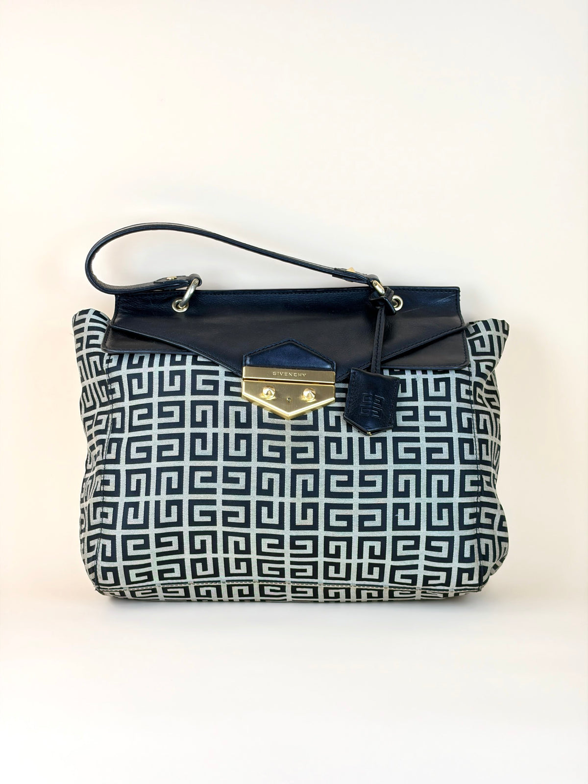 Givenchy black/white signature canvas and leather flap top