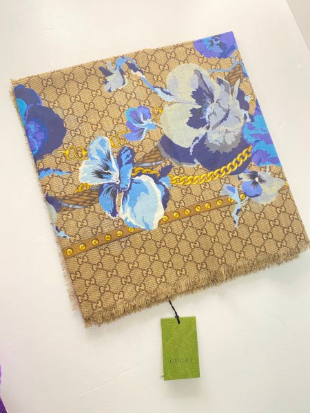 Gucci Tricolor GG Printed Floral Scarf-Scarf-Gucci-The Closet Egypt