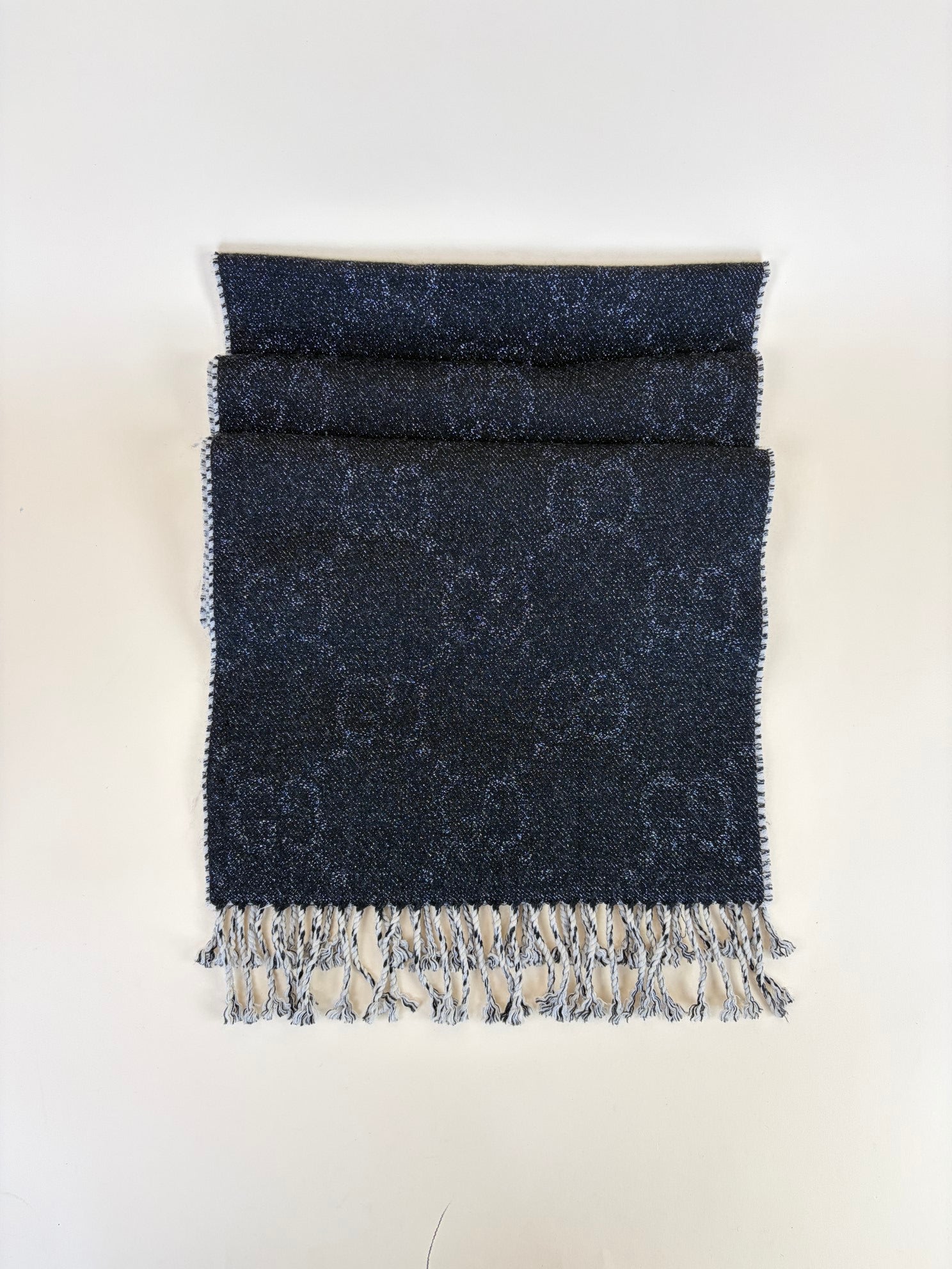 Gucci shine jacquard black /beige gg wool scarf