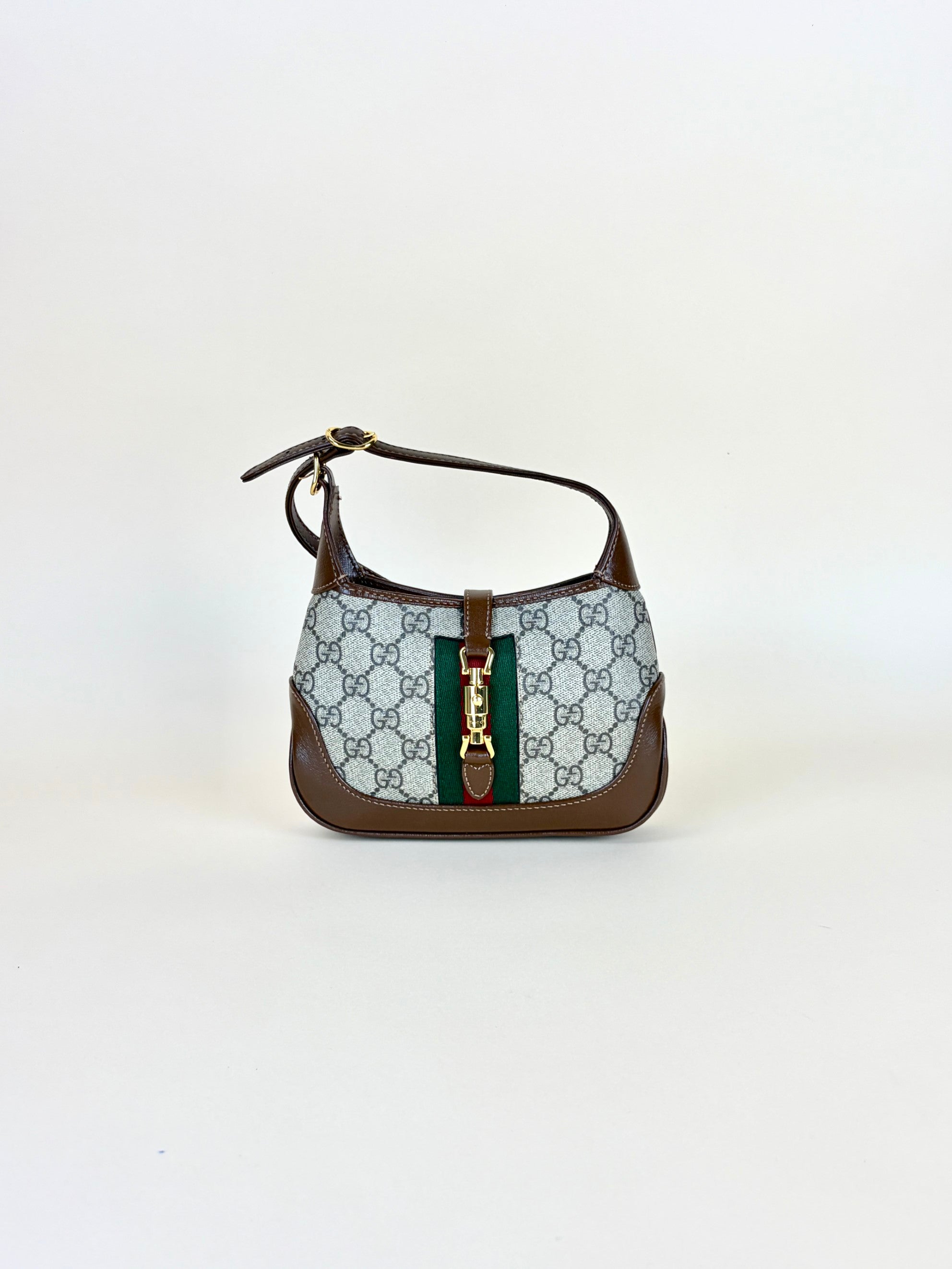 Gucci Bicolor GG Supreme Monogram Azalea Web Mini Jackie 1961 Hobo Sugar Crossbody Bag