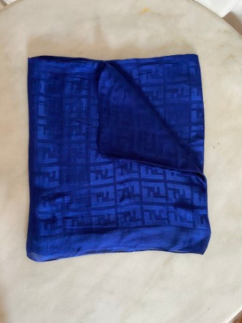 Fendi Blue FF Print Rectangular Scarf-Scarf-Fendi-The Closet Egypt
