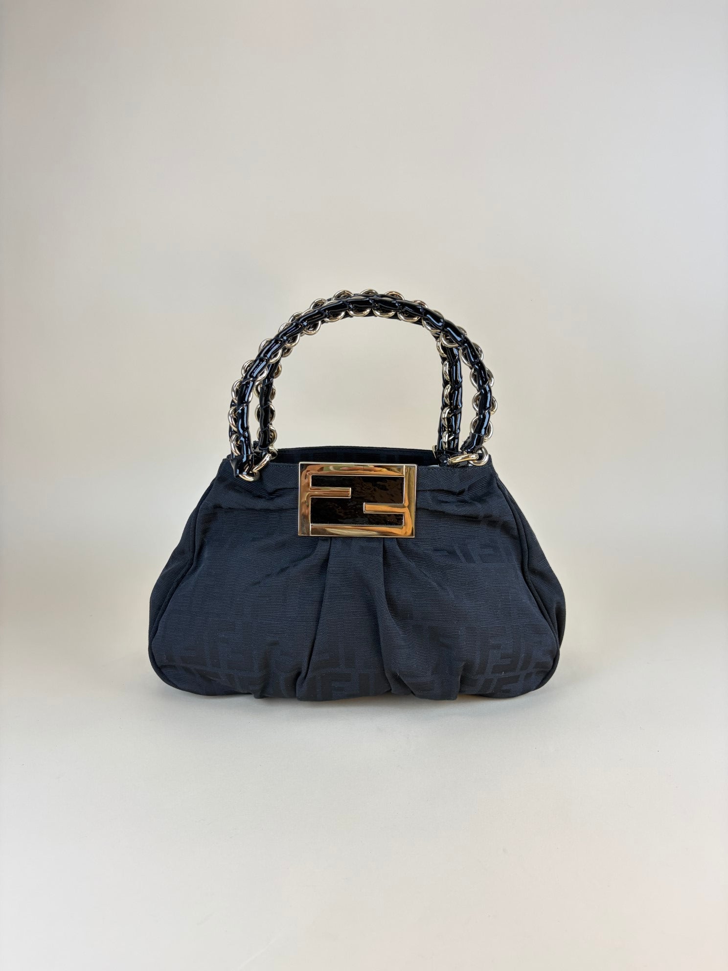 Fendi Black Print Small Mia Tote Bag