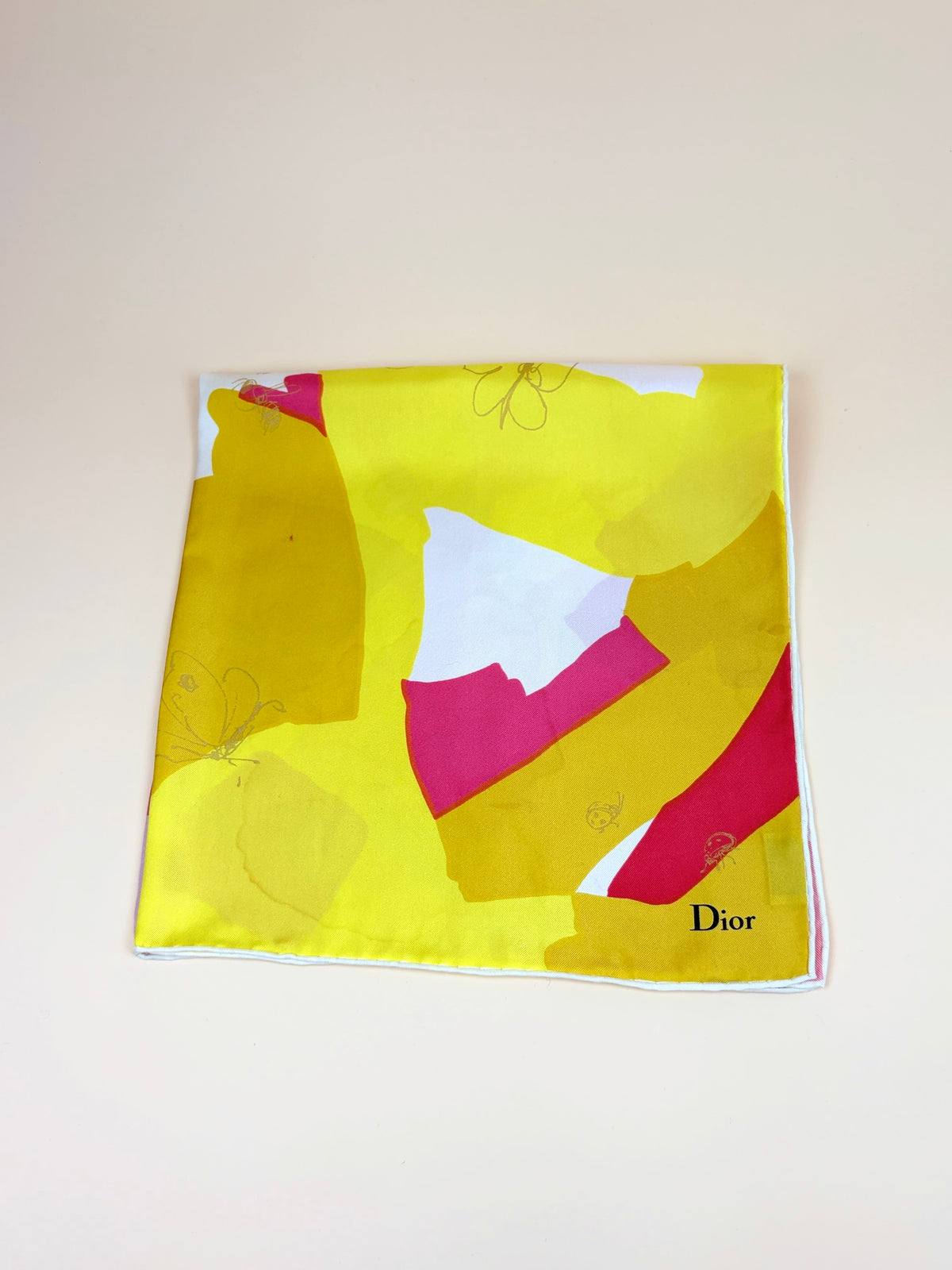 Dior multicolor butterfly printed square silk scarf