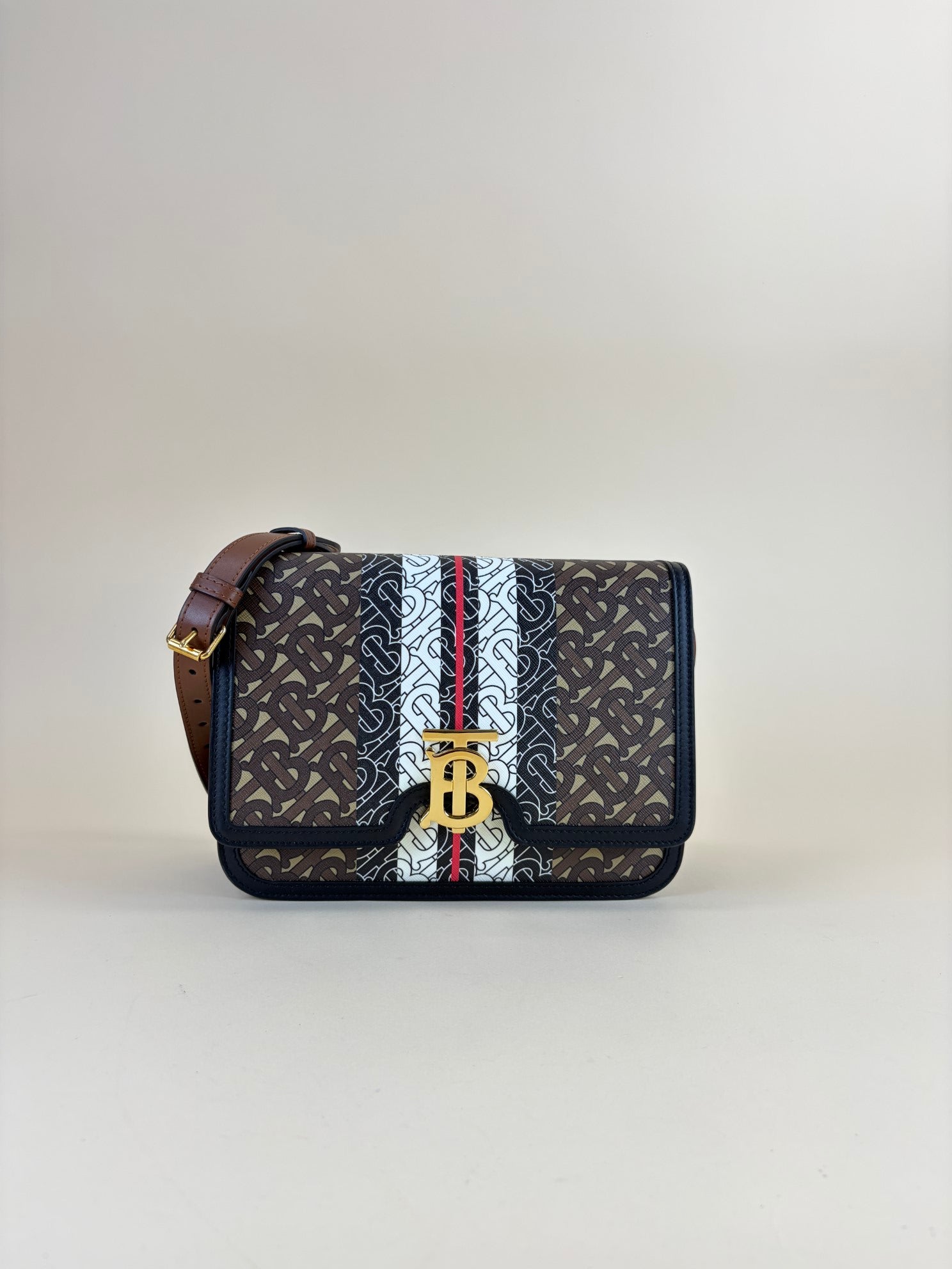 Burberry Bridle Striped TB Medium Crossbody Bag