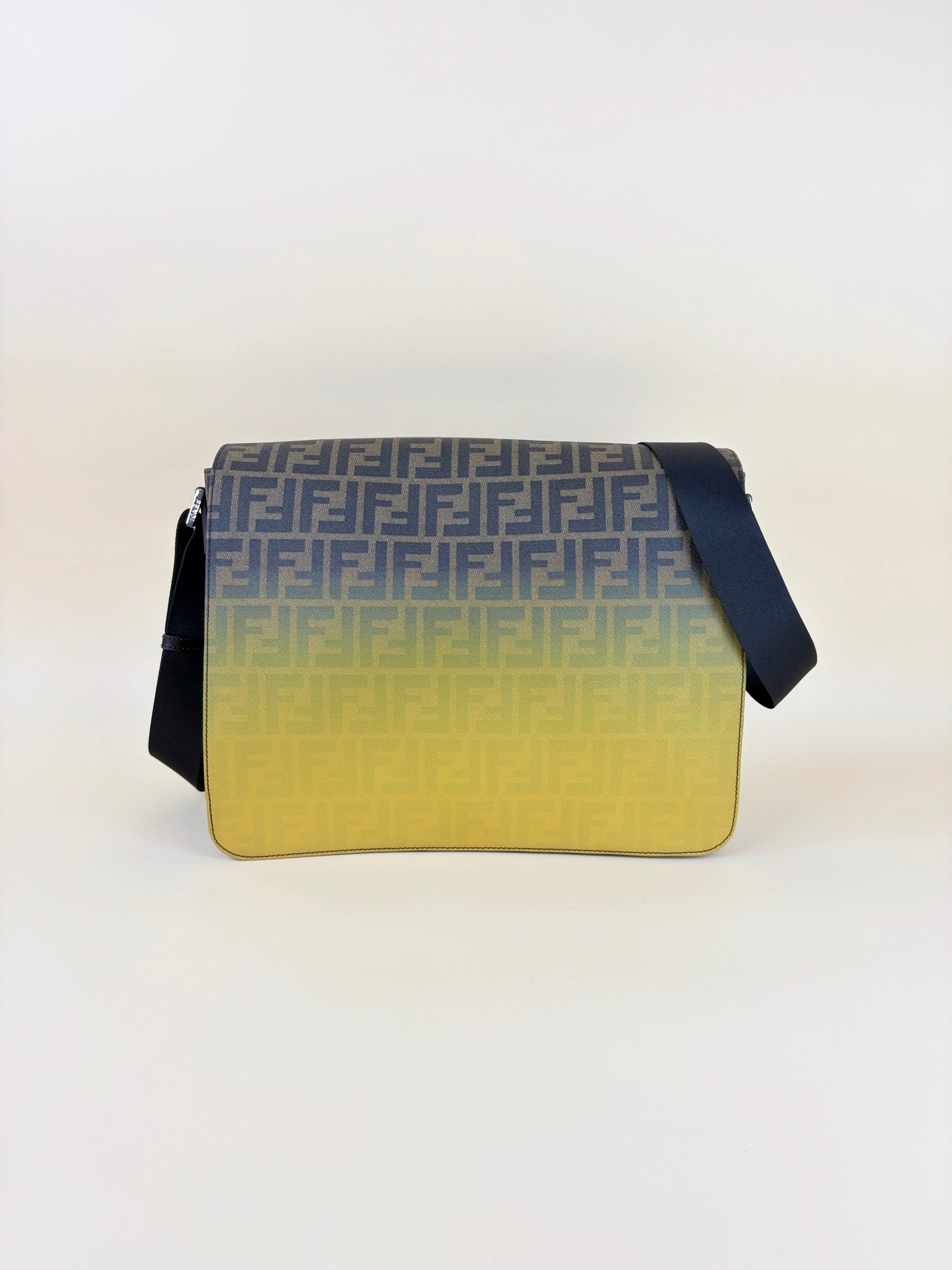 Fendi ombre effect tobacco Zucca ff coated canvas messenger bag