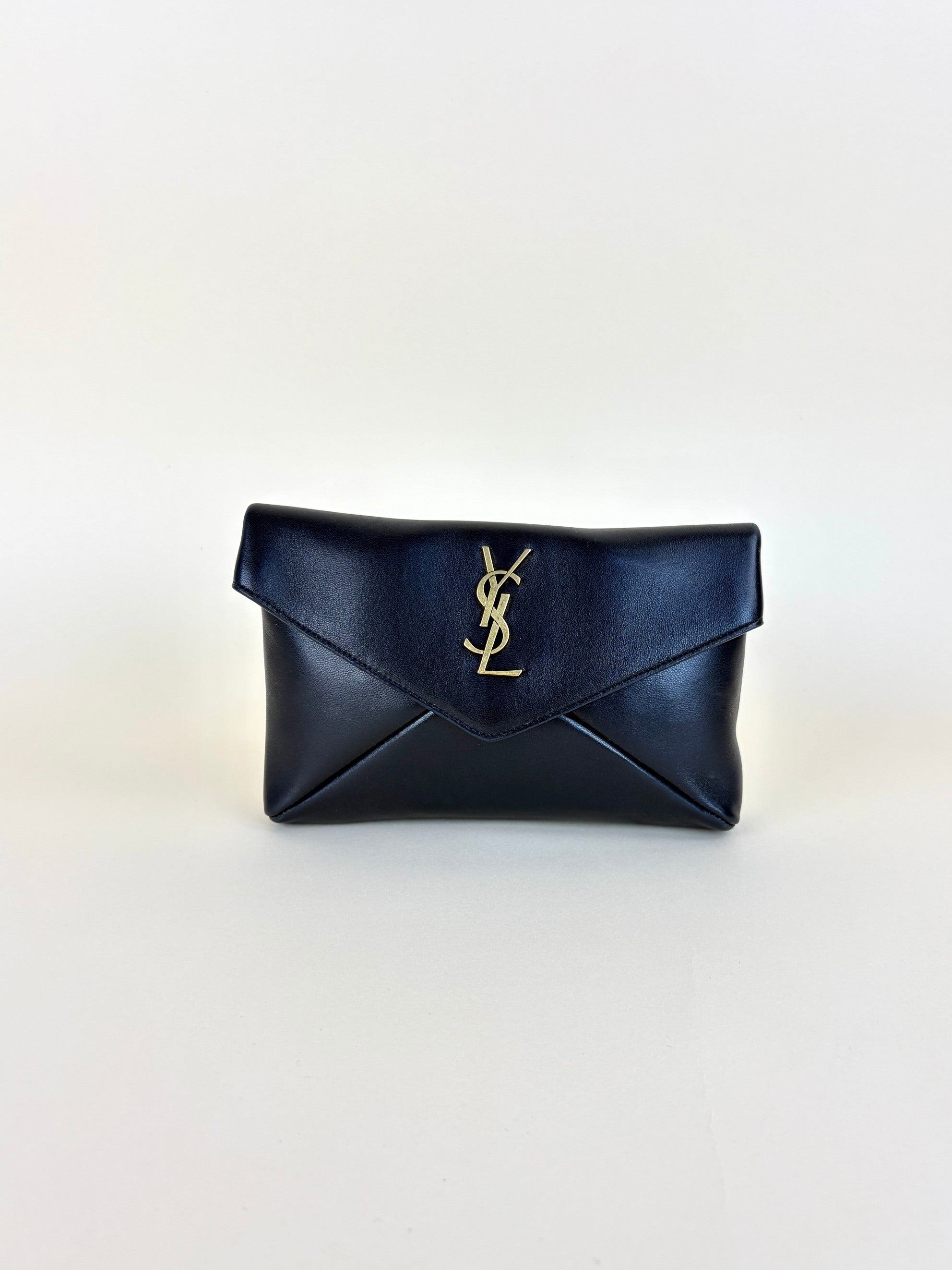 ysl black lambskin Cassandre small envelope pouch