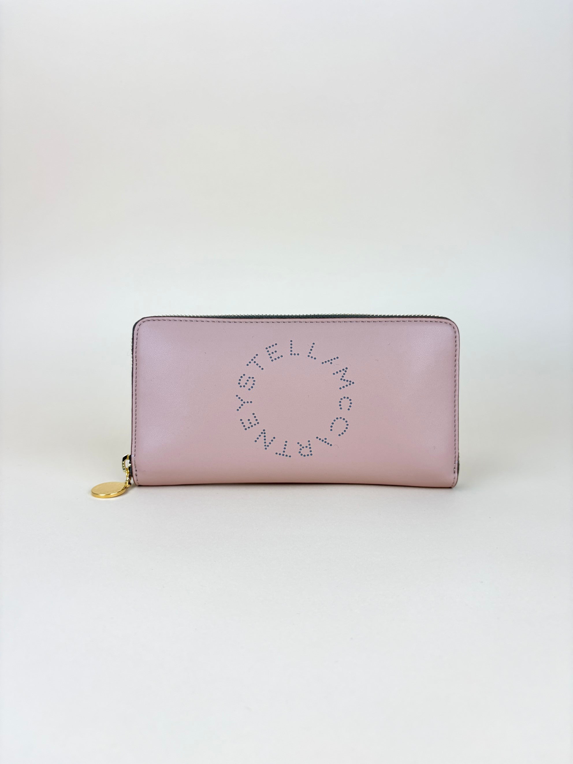 stella McCartney plush nude leather logo continental zip around wallet