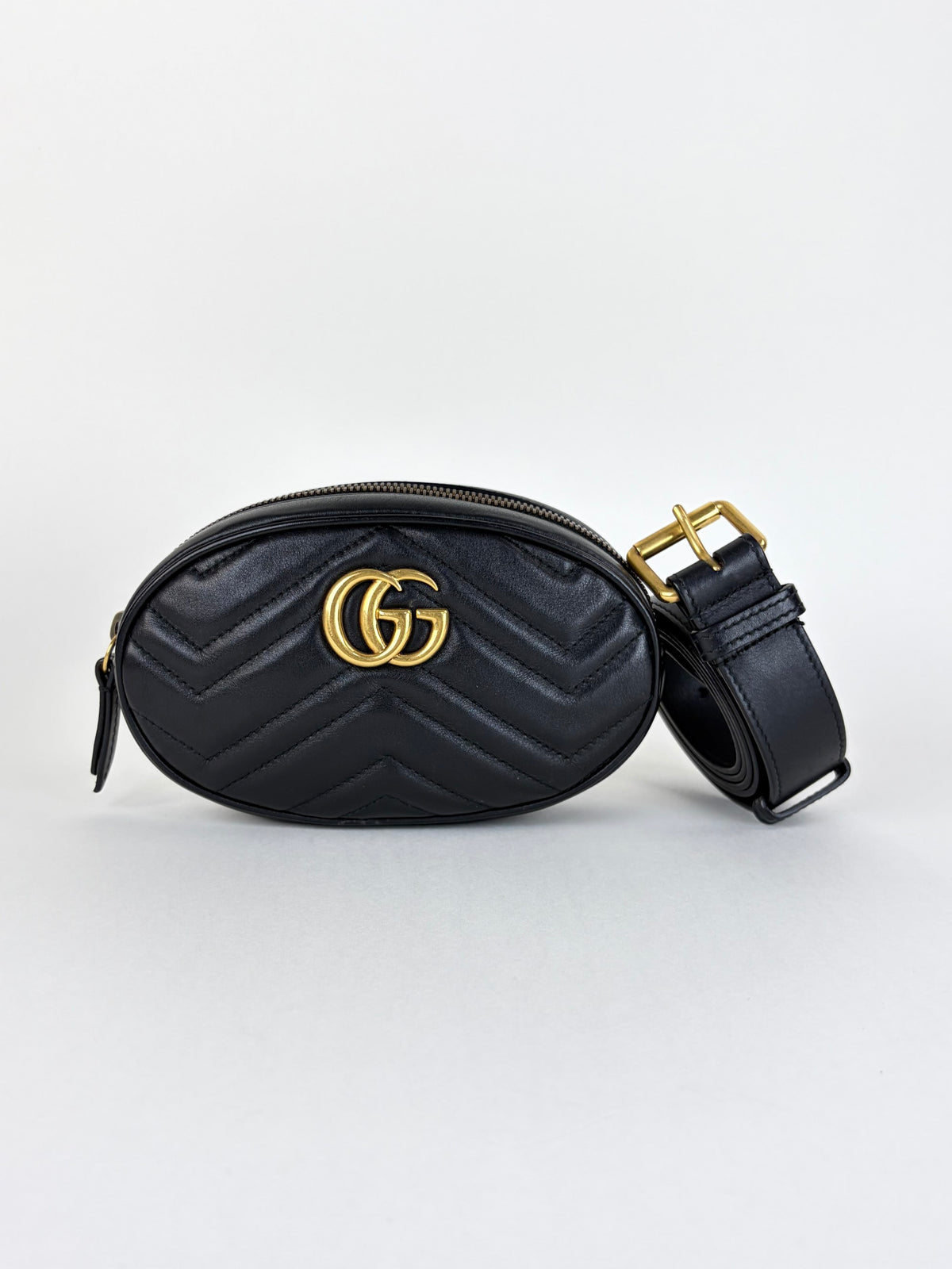 Gucci black calfskin GG Marmont Belt Bag