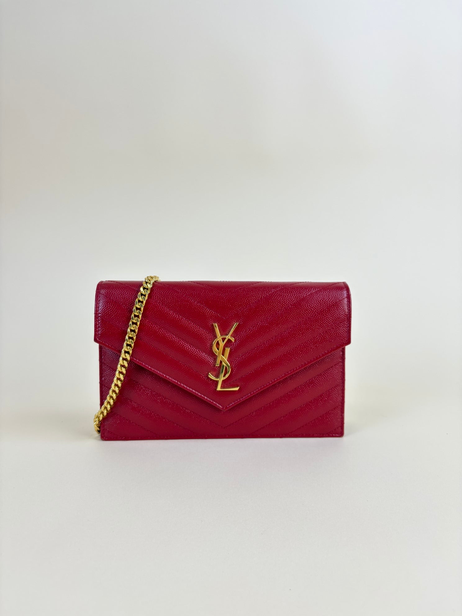 YSL Red Cassandre Wallet On Chain