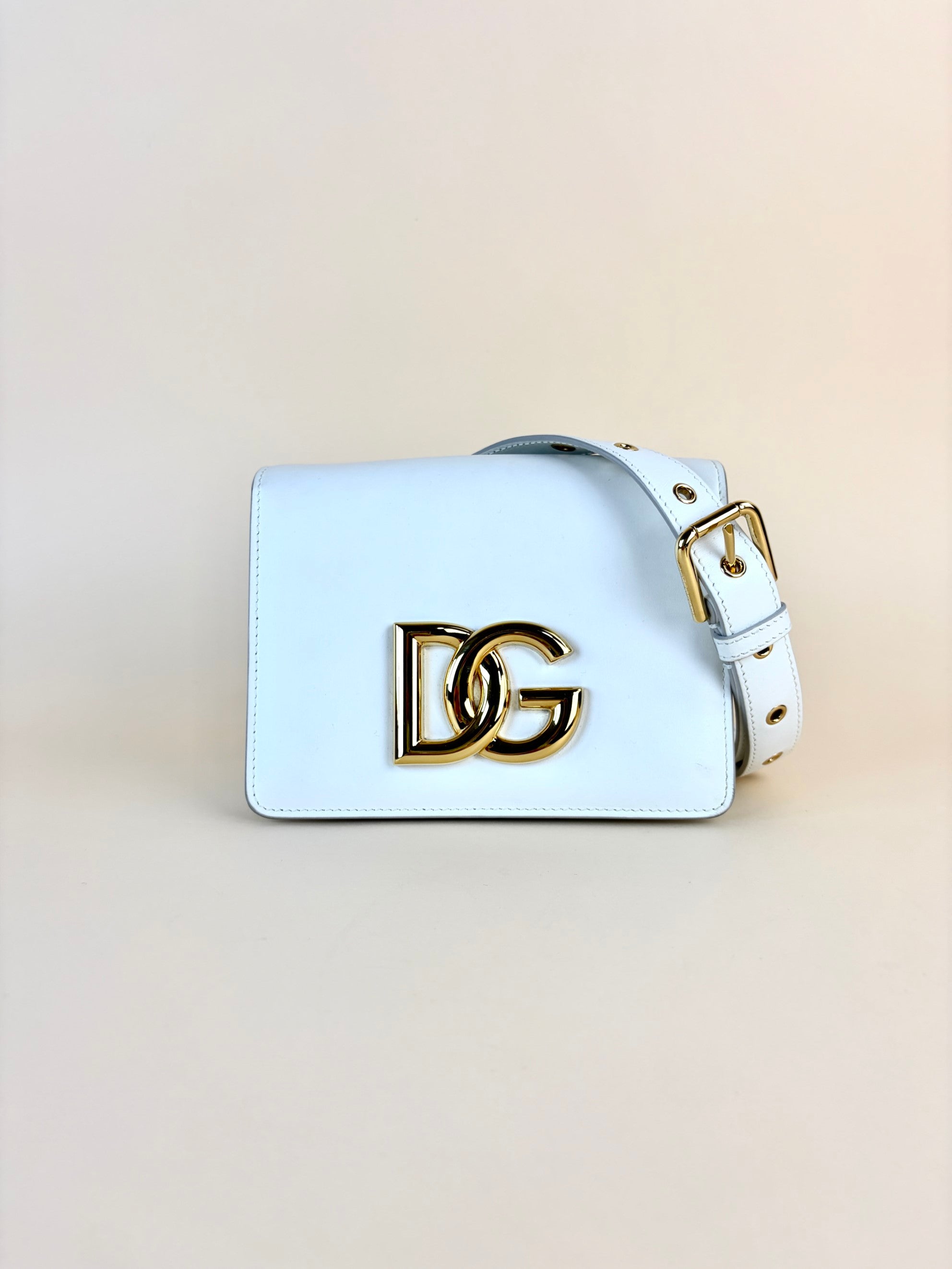 Dolce & Gabbana white calfskin dg leather millennials belt bag