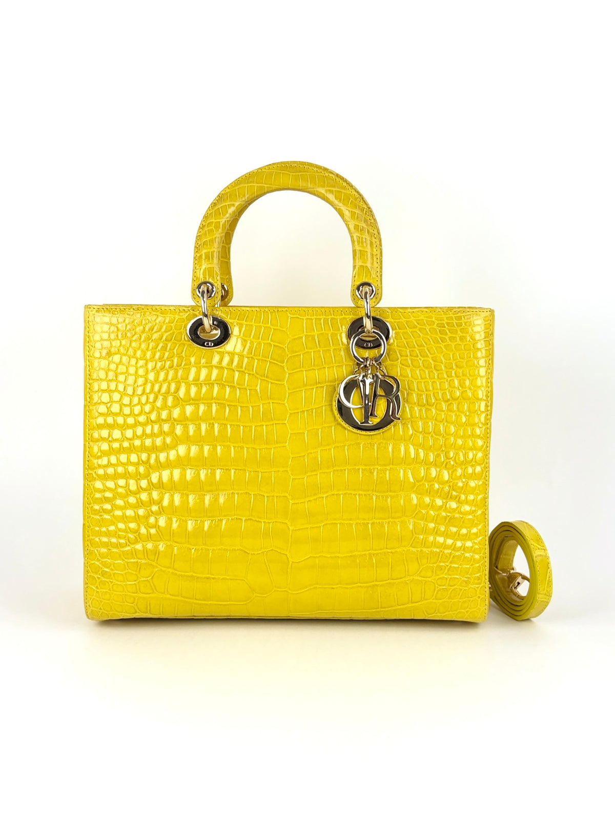 Christian Dior yellow crocodile large lady Dior