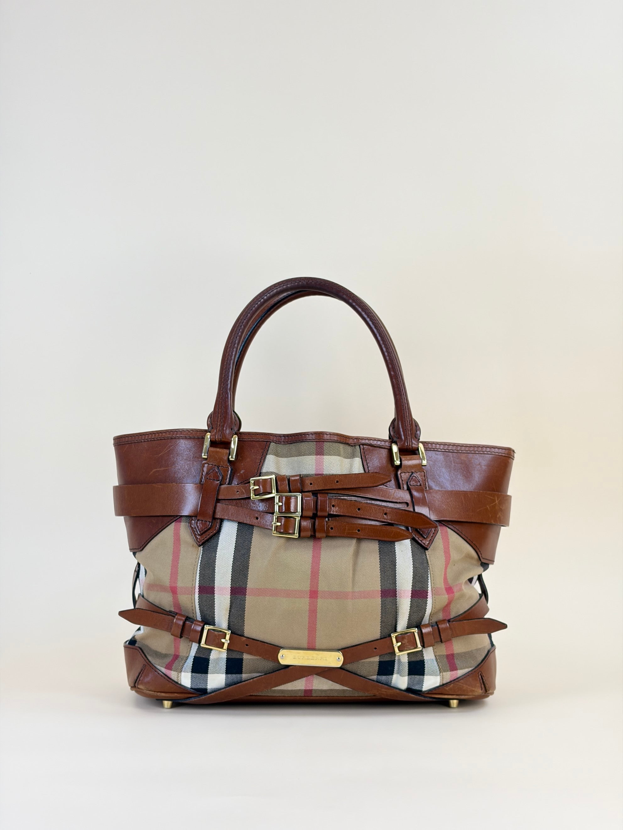 Burberry Brown Lynher Medium House Check Tote Bag