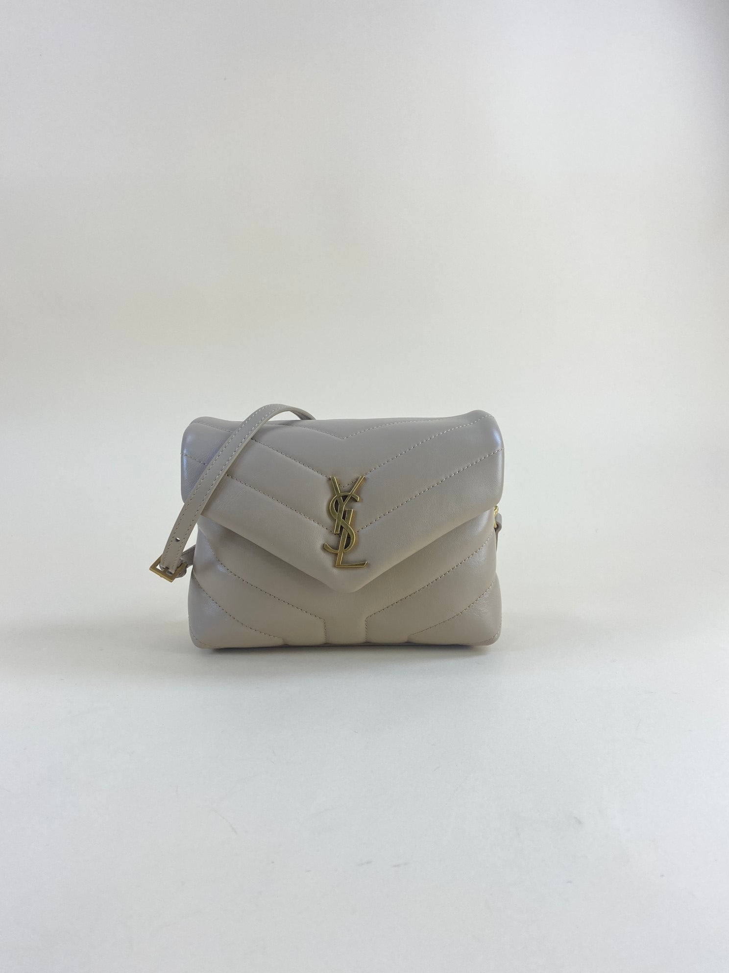 YSL lolou toy beige quilted monogram cross body bag