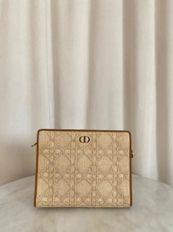 Christian Dior Natural Cannage Blue The 30 Montaigne Dea Pouch-Pouch-Christian Dior-The Closet Egypt