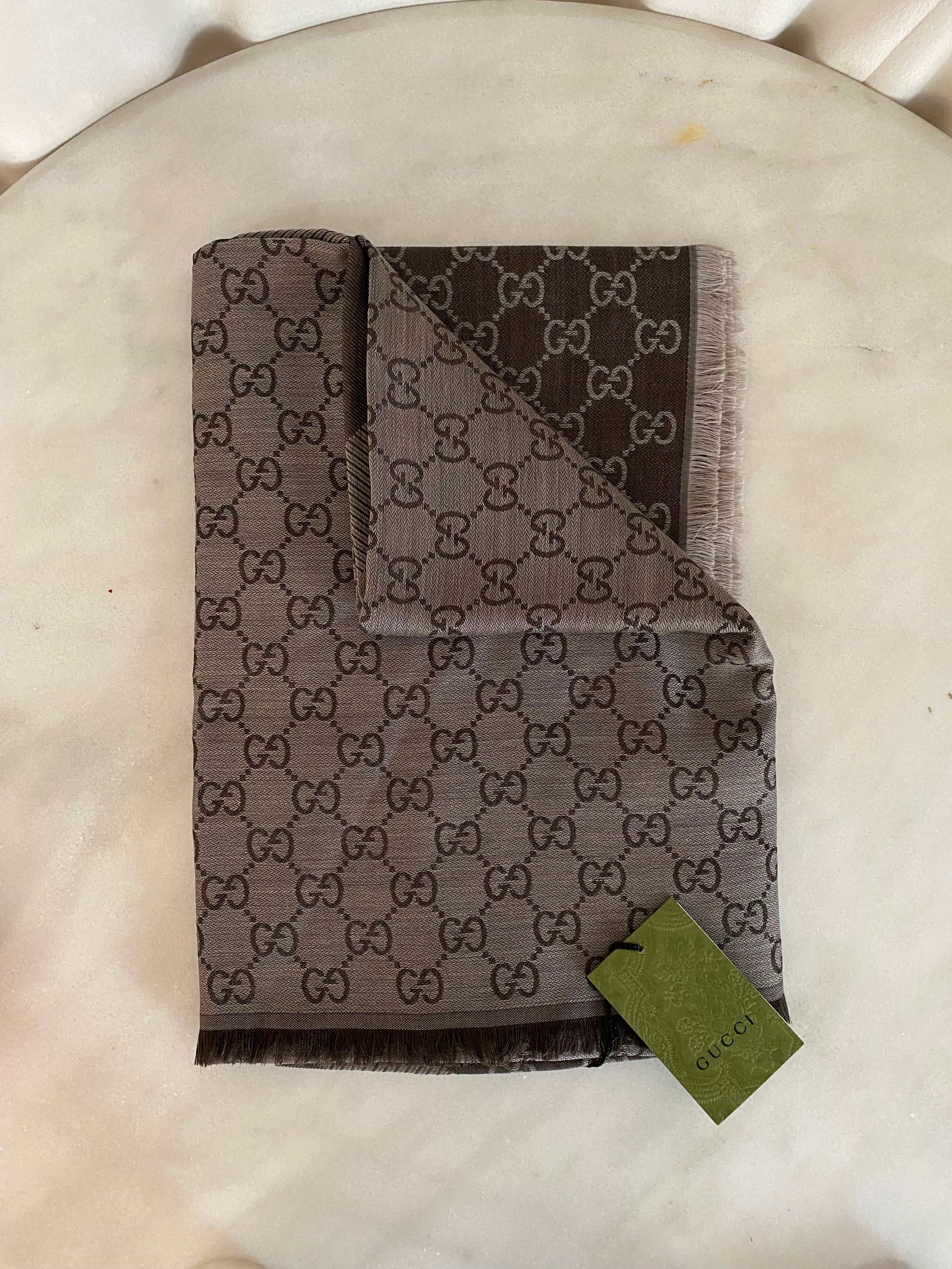 Gucci Dark Brown GG Scarf-Scarf-Gucci-The Closet Egypt