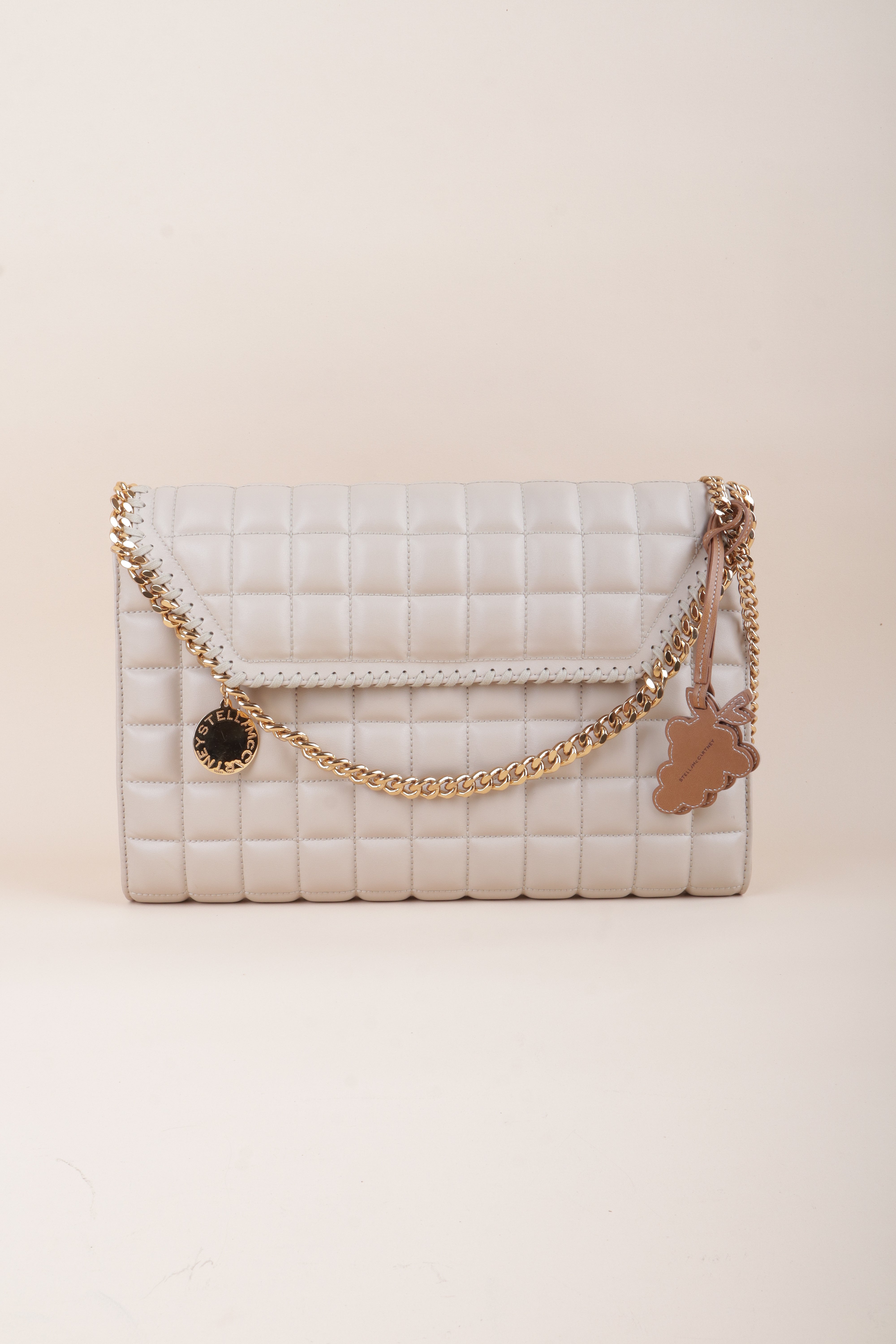 Stella Mccartney Beige Quilted Clutch Shoulder Bag