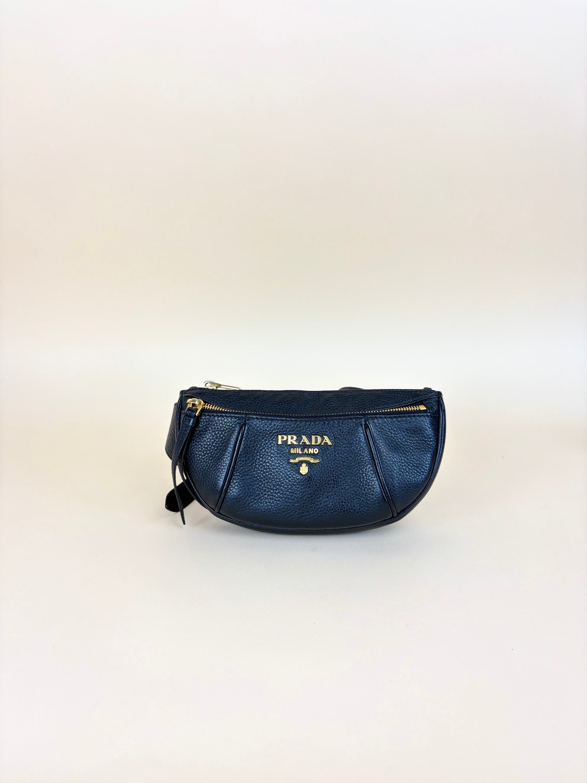 Prada black vitello danio leather belt bag