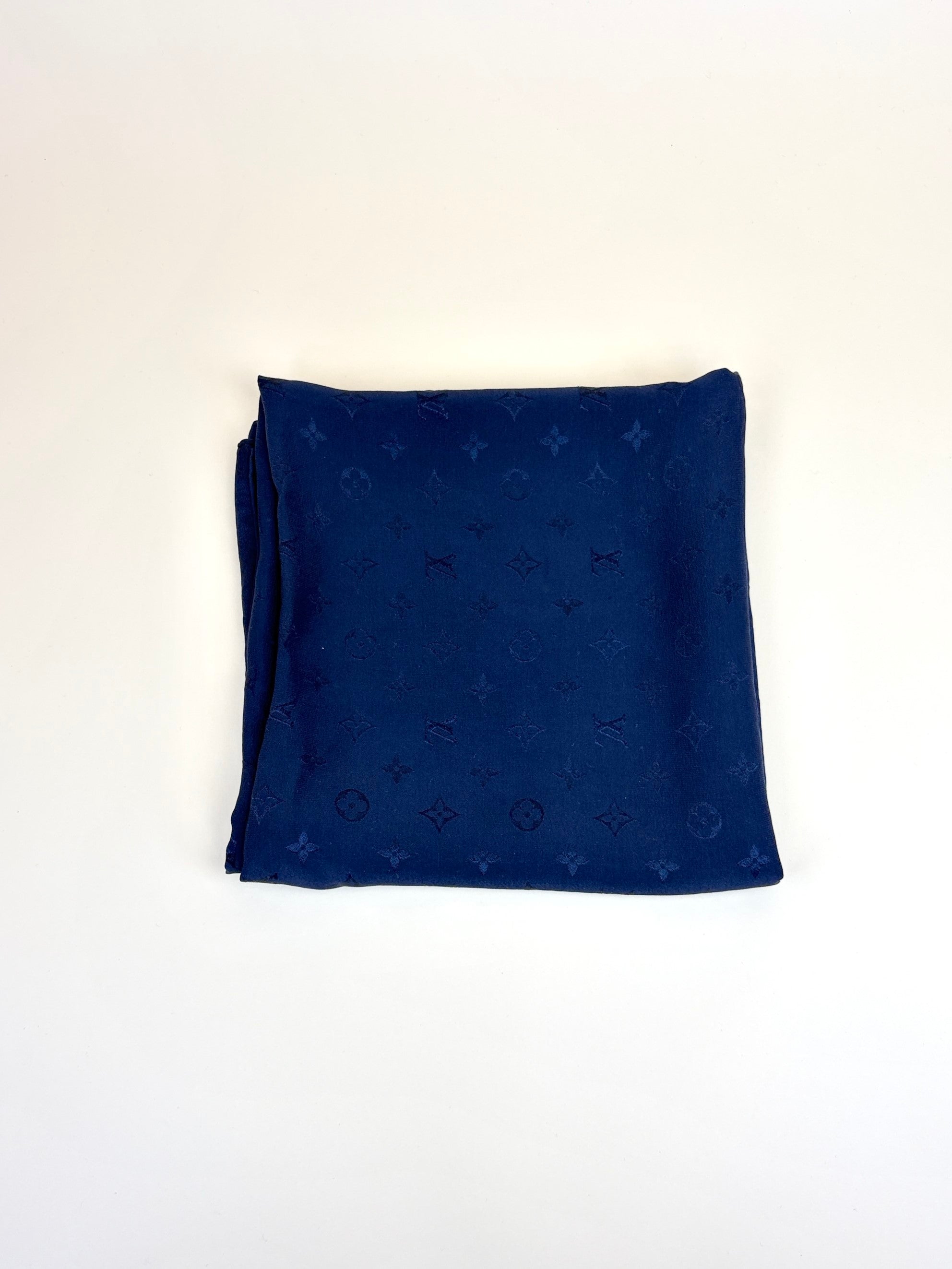 Louis Vuitton navy blue Monogram monaco silk square scarf